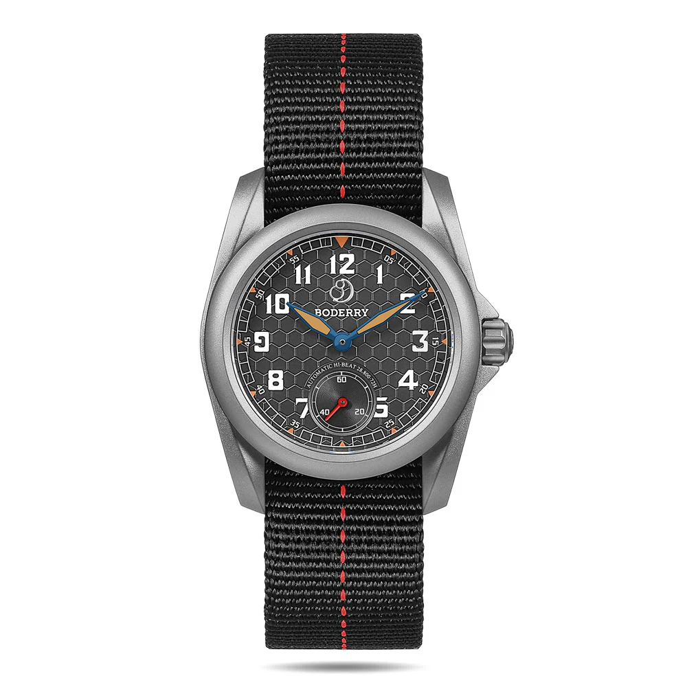Boderry VOYAGER S72 – 72-Hour Power Reserve Titanium Automatic Field Watch, 100M Water Resistant | Grey
