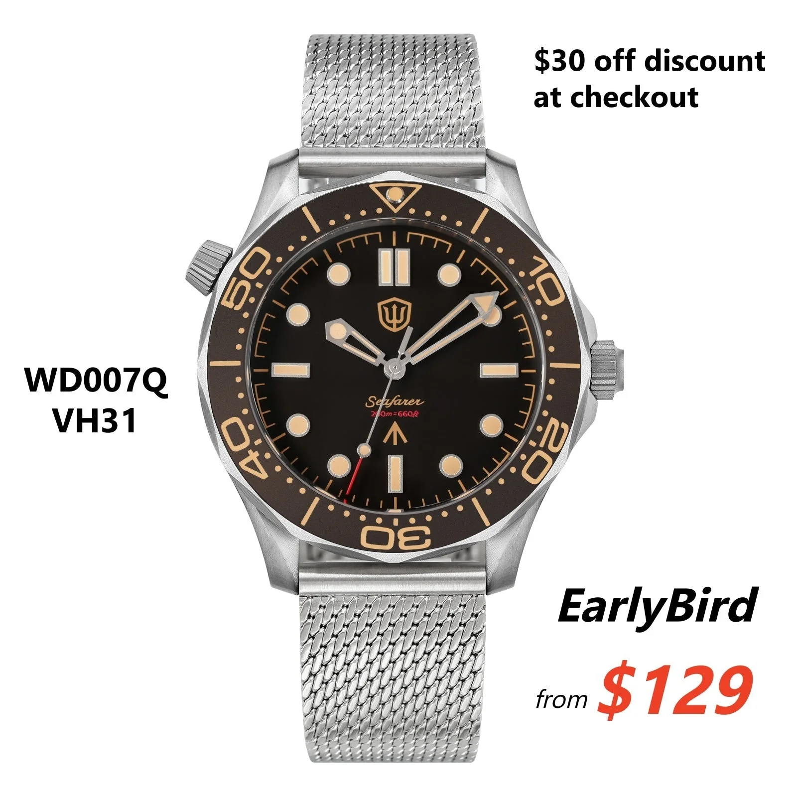 Thorn Seafarer WD007Q VH31 Titanium NTTD Dive Watch