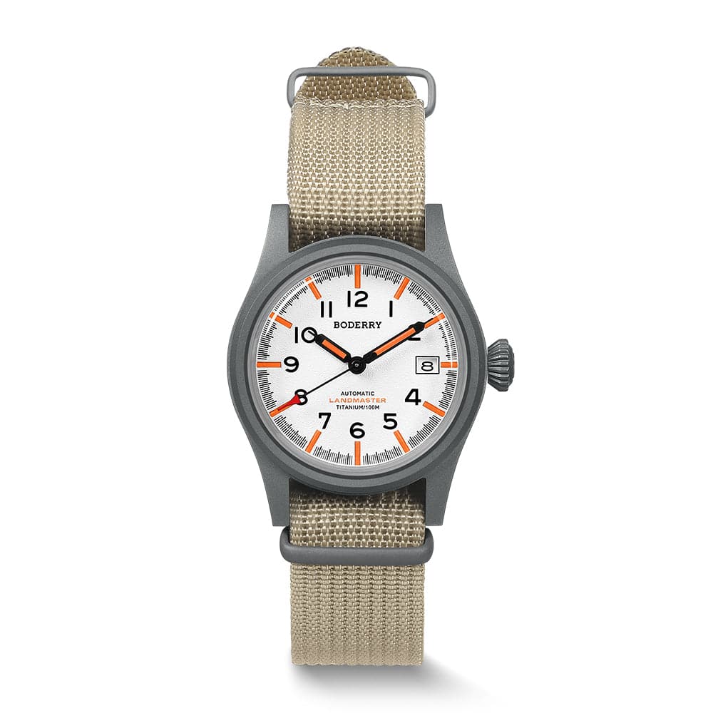 Boderry LANDMASTER - 100M Waterproof Titanium Automatic Field Watch | White