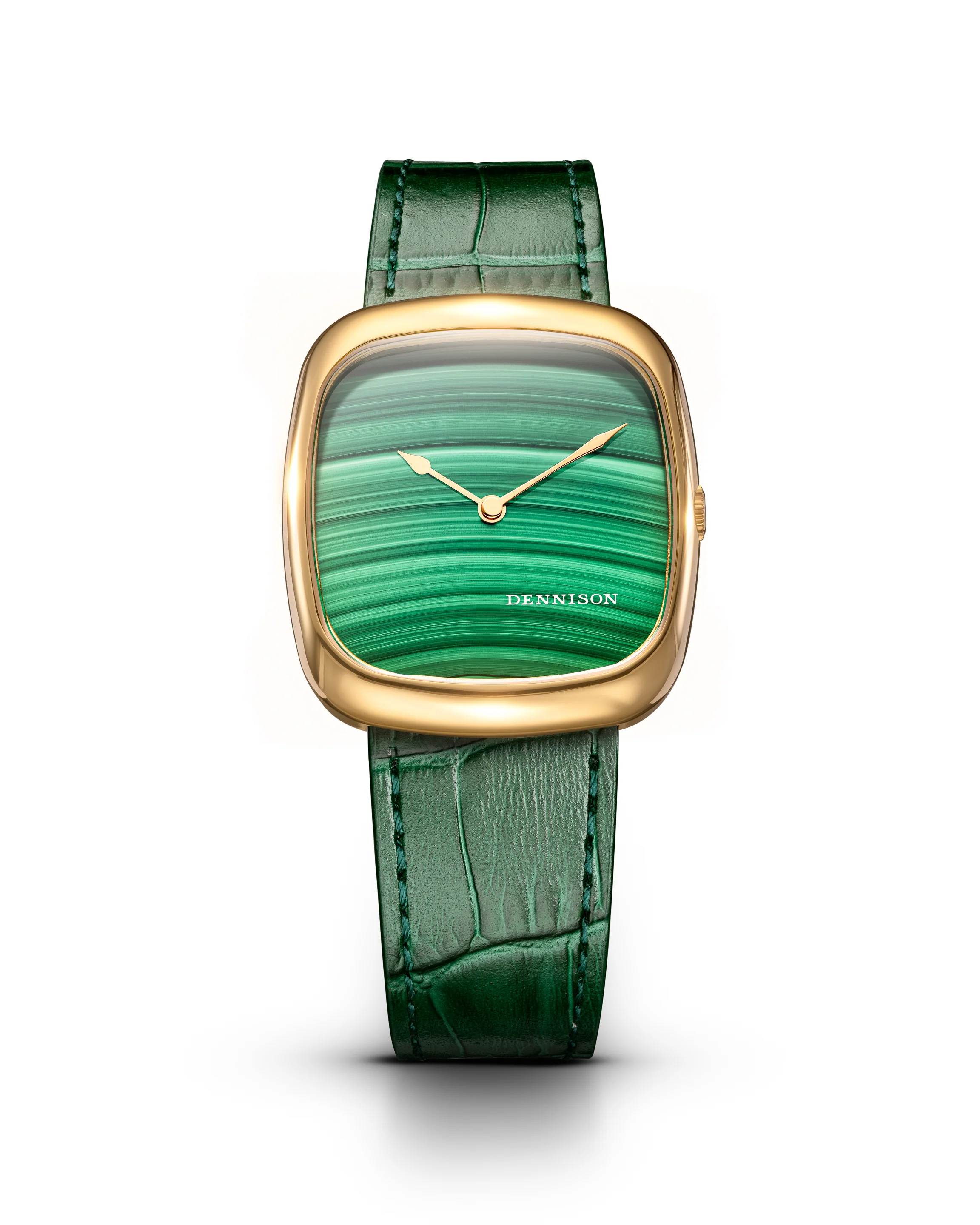 Dennison Natural Malachite Stone In Gold