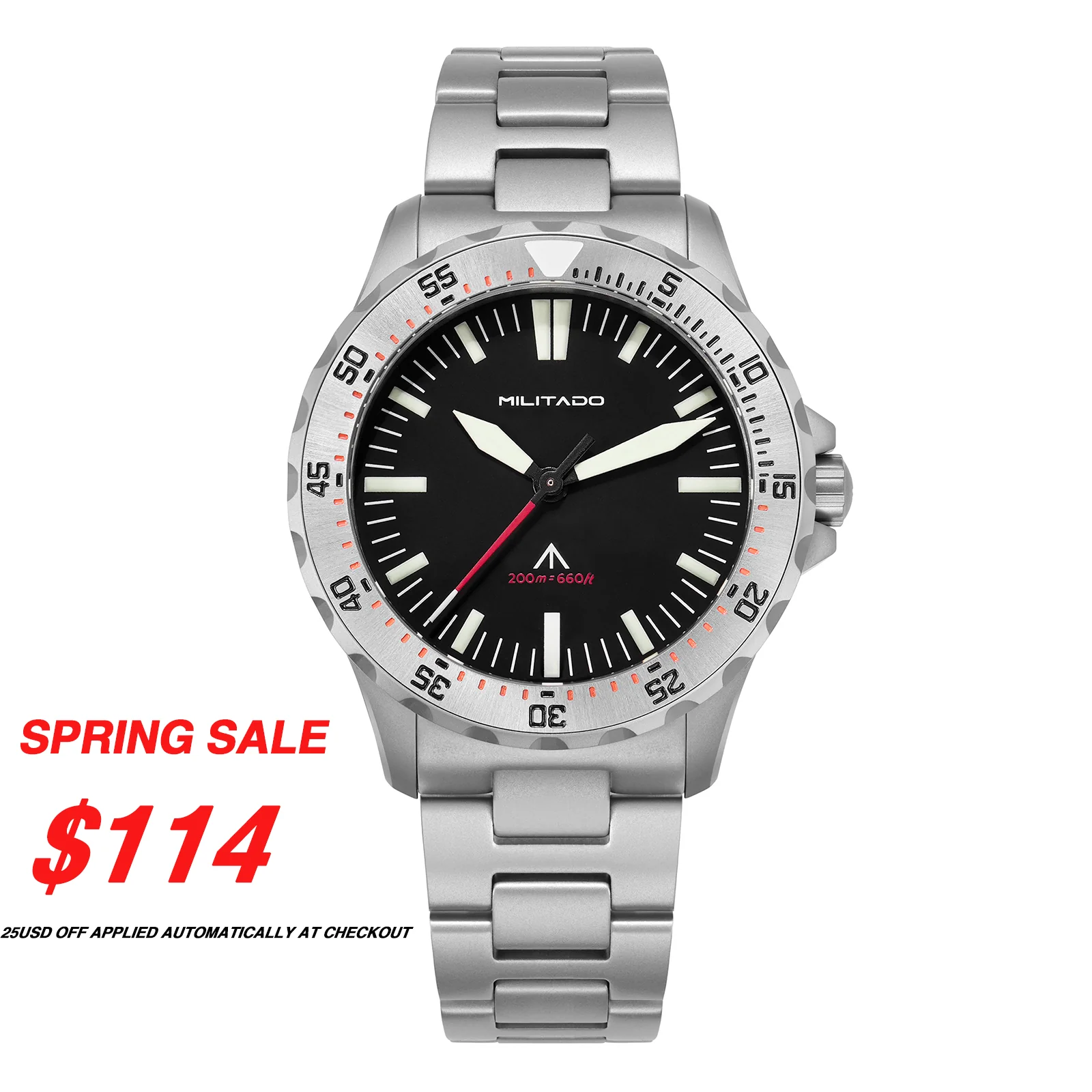 Militado 💥Flash Sale💥Militado 39mm Dive Watch Sapphire Crystal Military Watch ML16