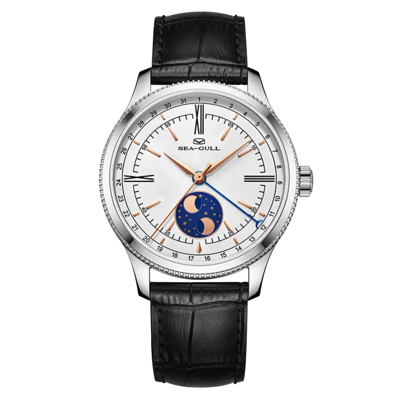 Sea-Gull Dual-hemisphere Moon Display Calendar Business Leisure Dress Watch 41mm