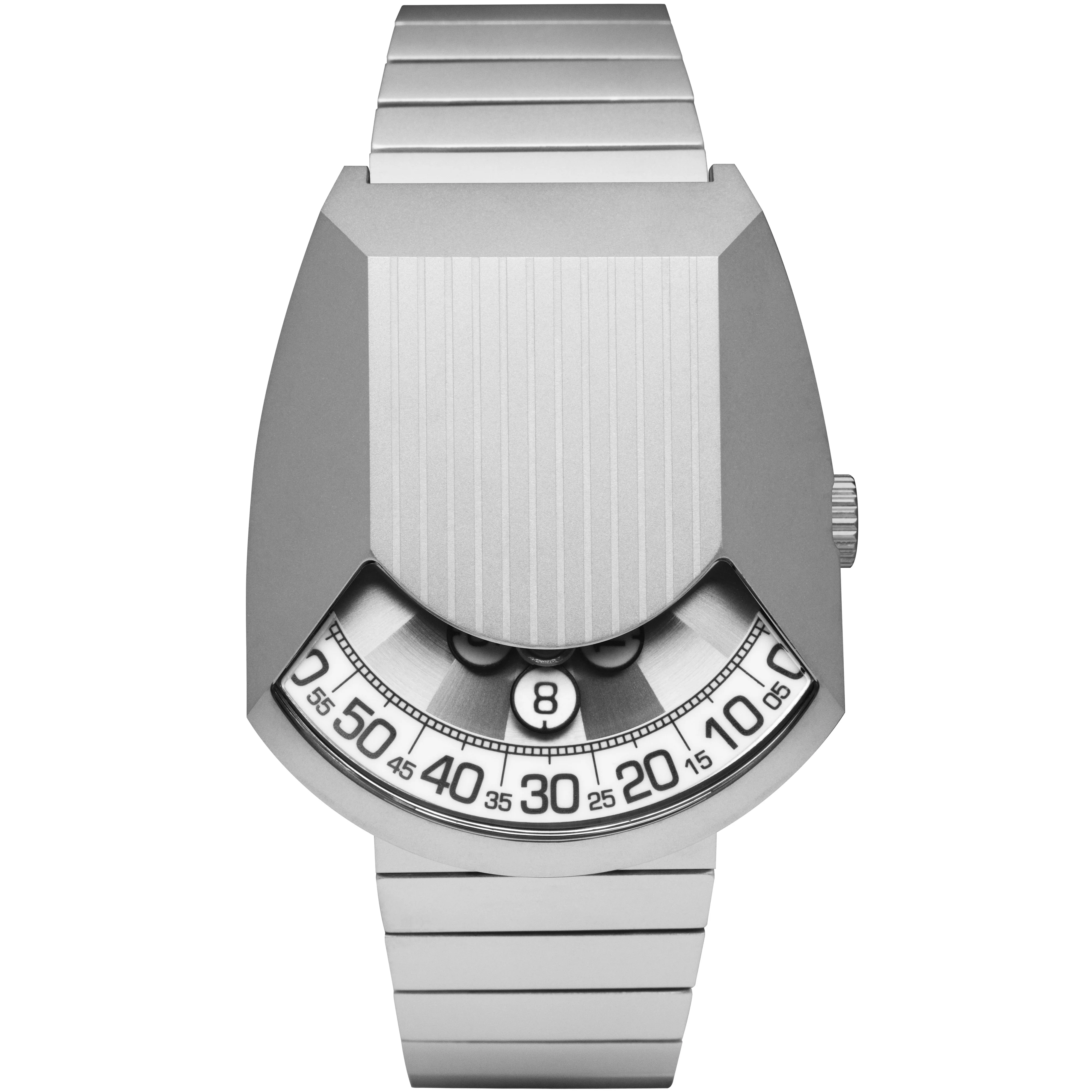 Xeric Retronaut Automatic Wandering Hour Matte Steel White