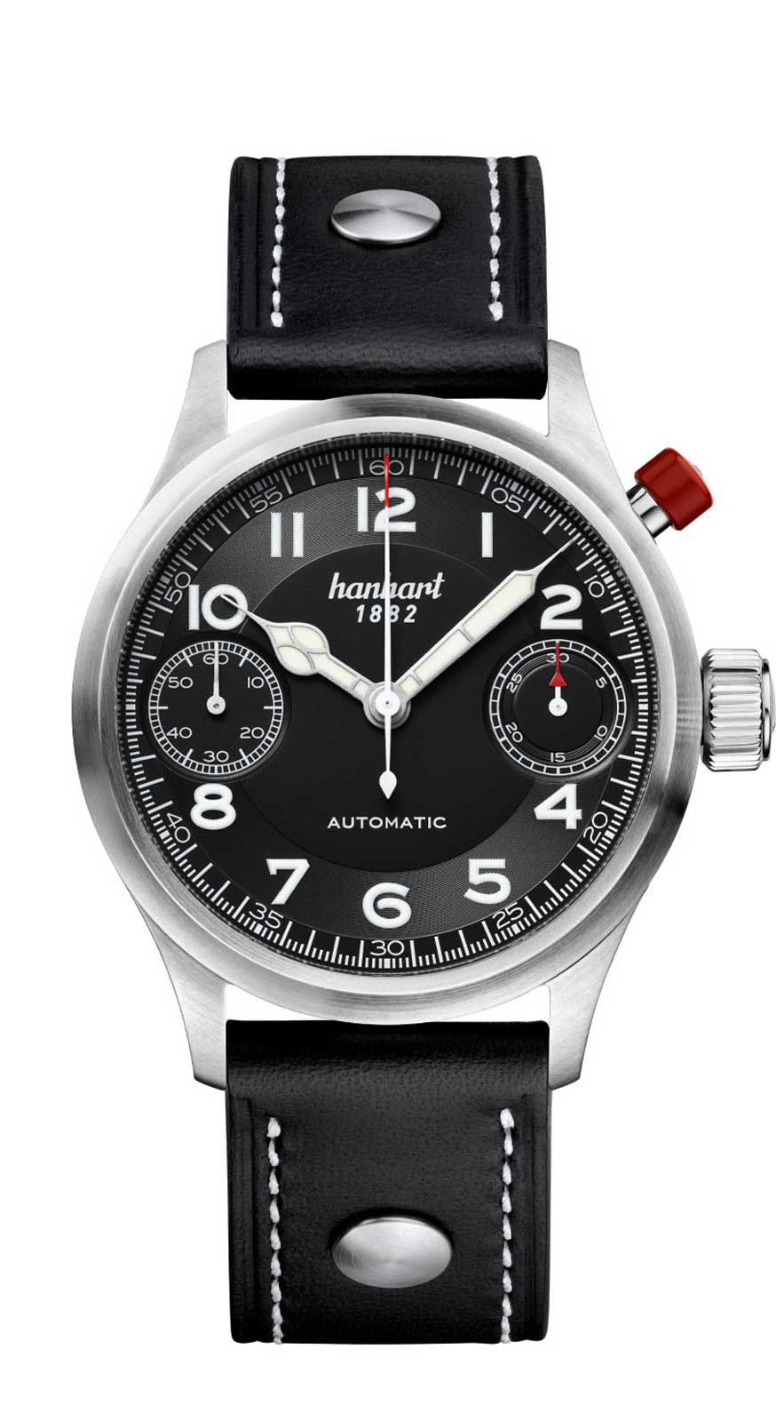 Hanhart PIONEER MonoScope schwarz, glatte Lünette, 45 mm