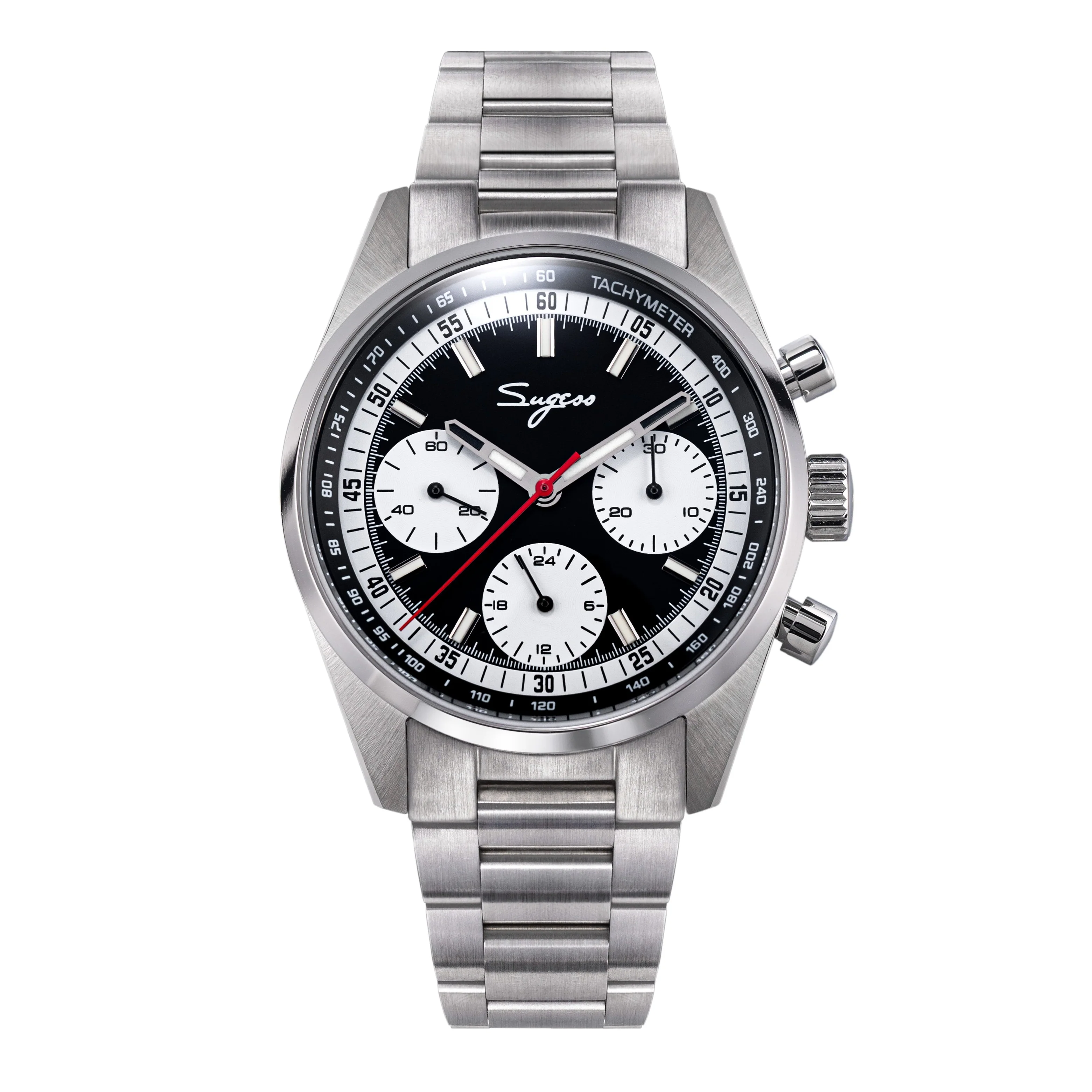 Sugess Sugess S465 Chronograph Stainless Steel Black Dial Silver Hand