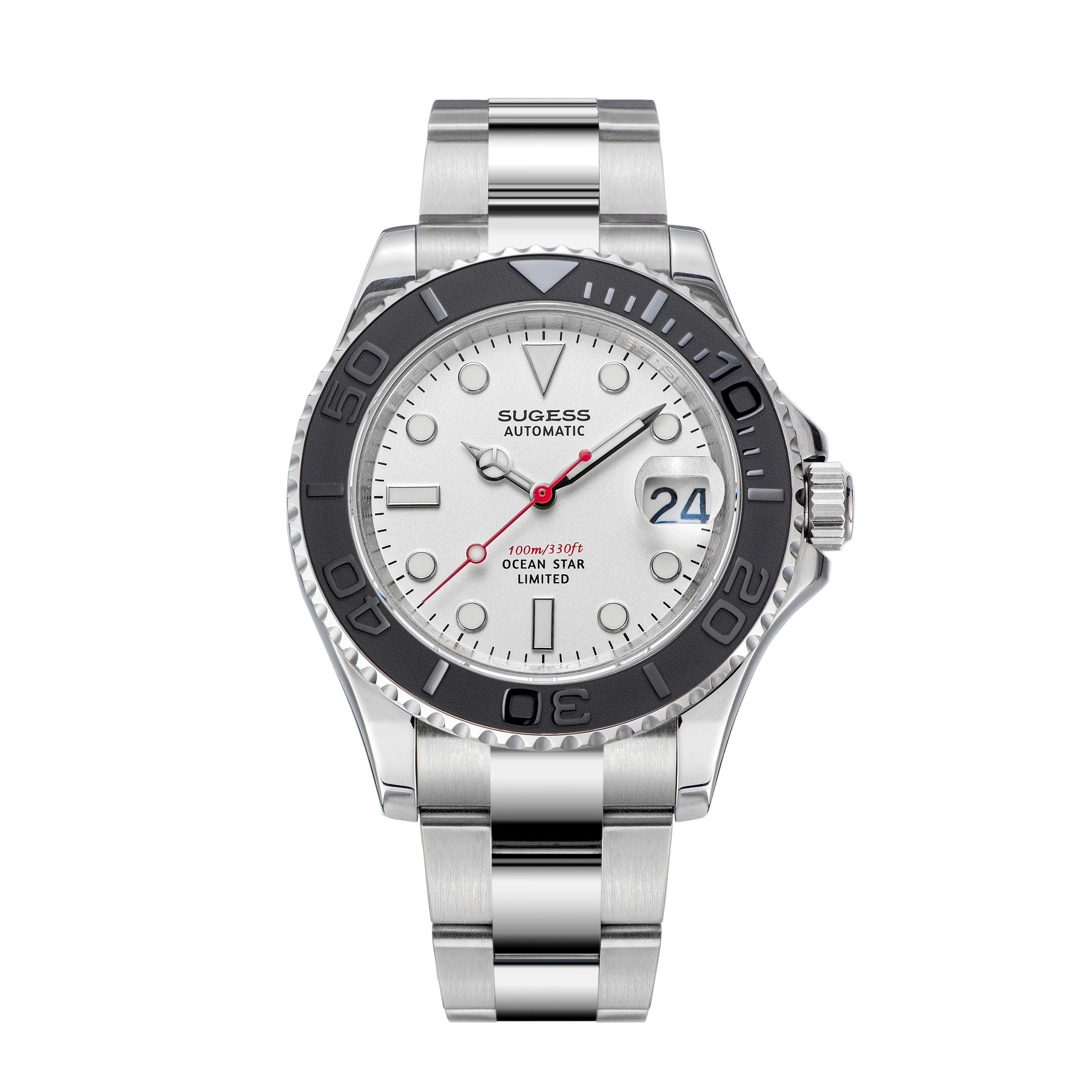 Sugess Ocean Star S450 YM Diver Watch NH35 Ceramic Bezel White Dial Limited Edition