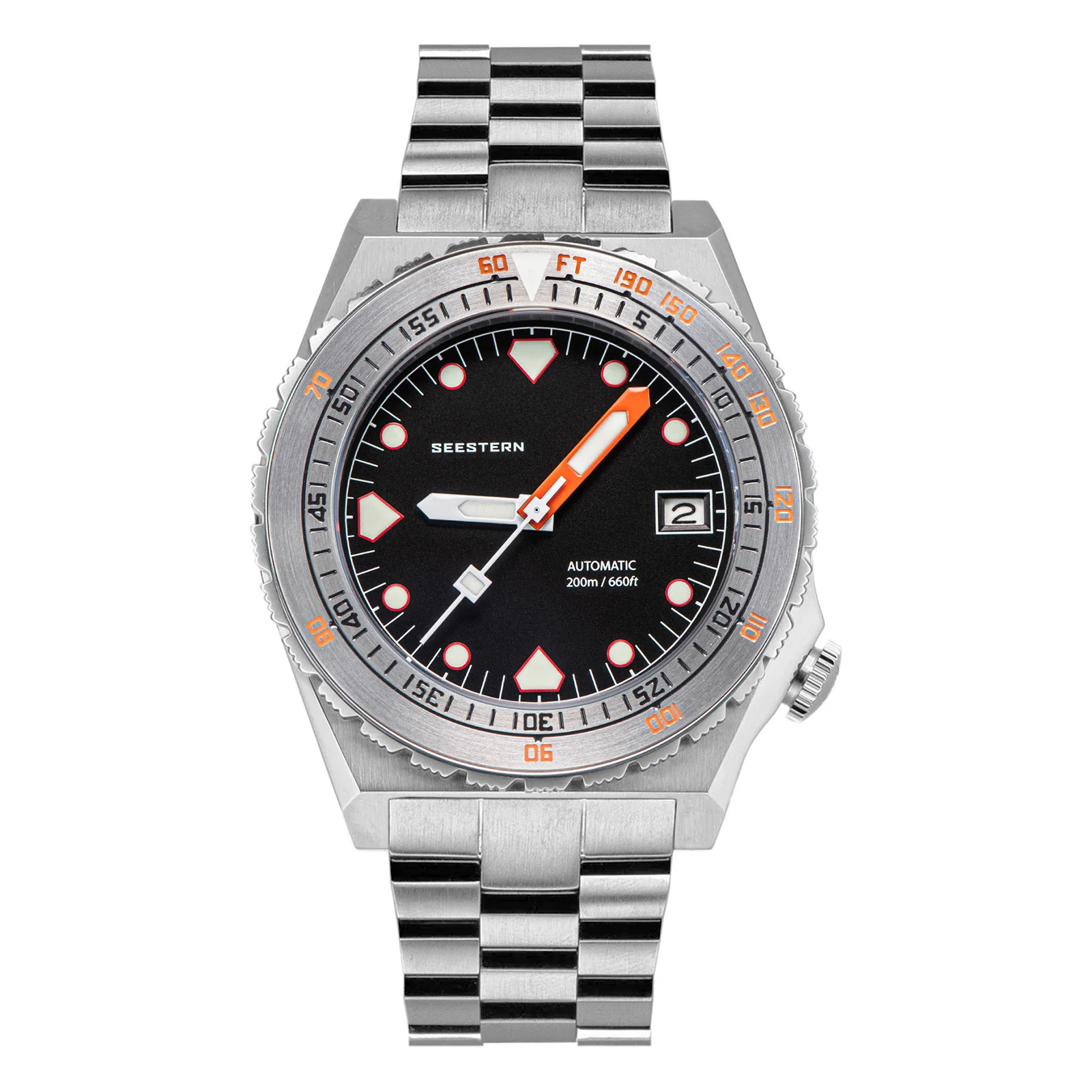 Sugess Seestern Vintage 407 600T Black Dial Stainless-Steel Bezel