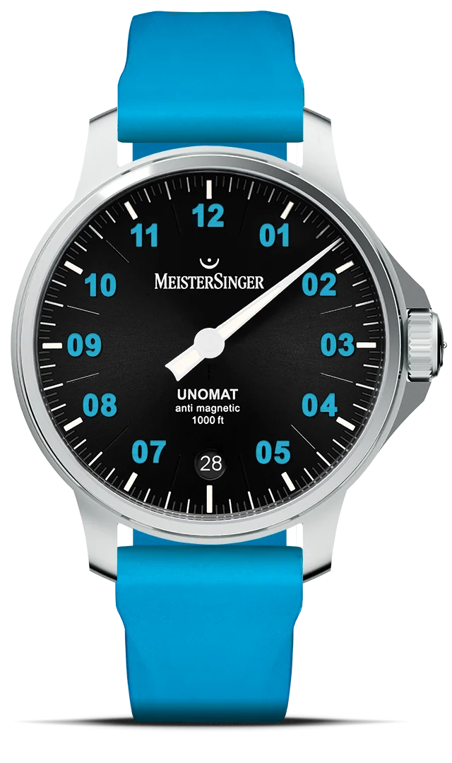 MeisterSinger Unomat – Schwarz mit Arktisblau