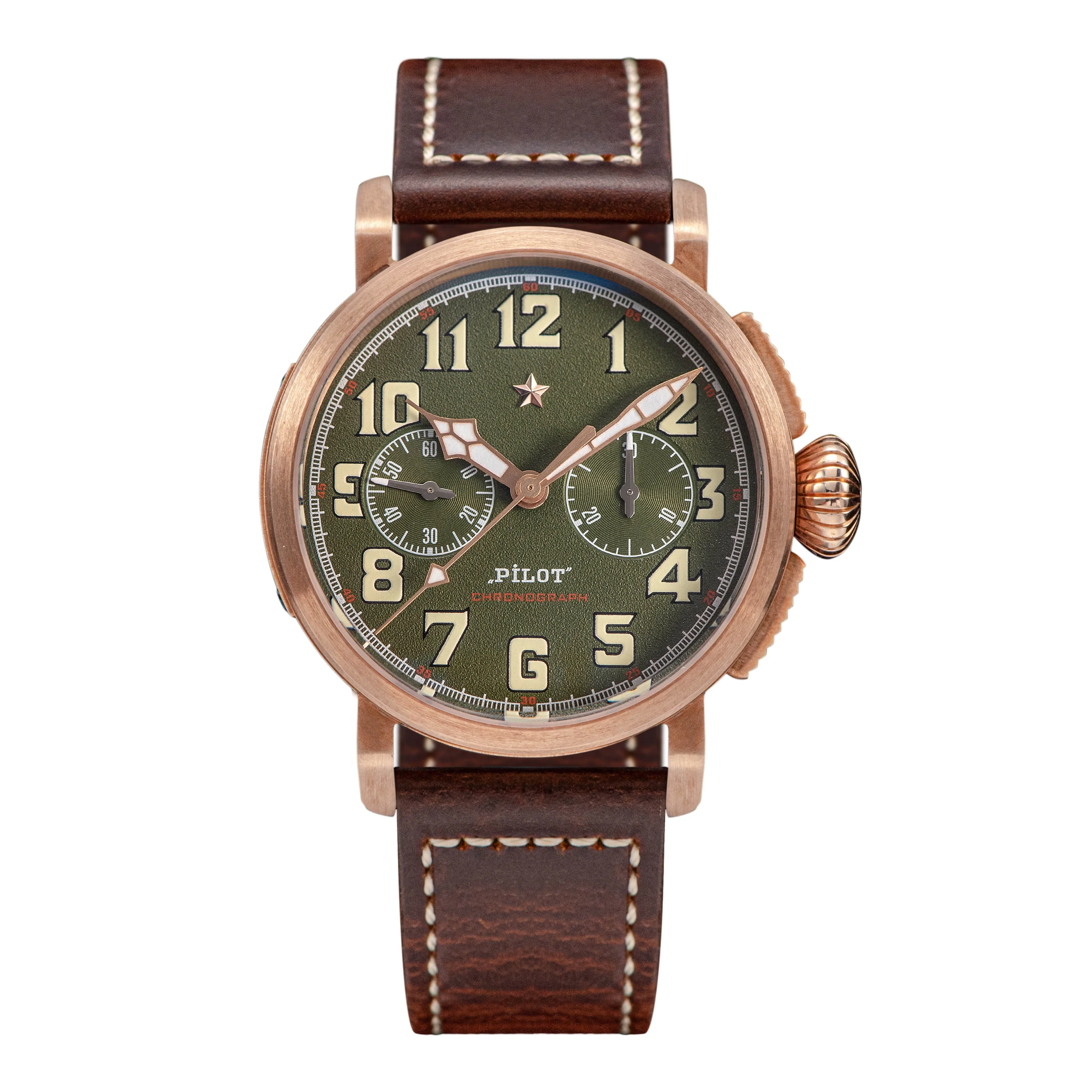 Sugess Pilot Master S409 Green Dial Chronograph CuSn8 Bronze CUSN8 BRONZE