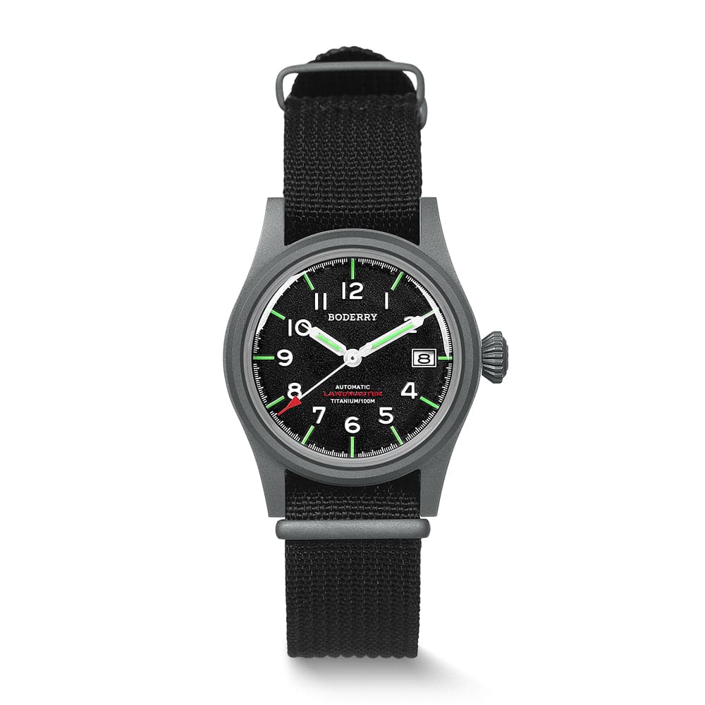 Boderry LANDMASTER - 100M Waterproof Titanium Automatic Field Watch | Black