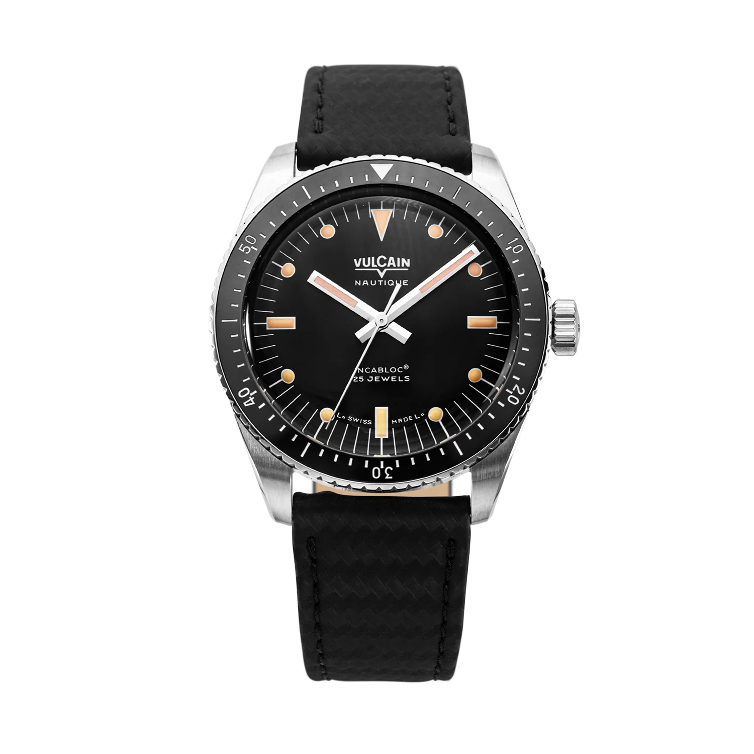 Vulcain Skindiver Nautique - Black with Khaki Brown Lum