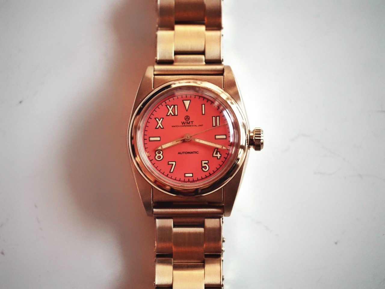 WMT Watches W15 – 9912 / Aged / Coral Red Dial / Metal Bracelet