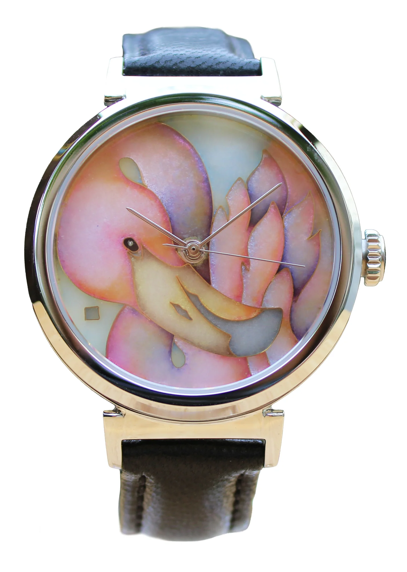 Celeste Watch Company Cloisonné Pastel Flamingo by Merry-Lee Rae - 38mm Swiss Automatic