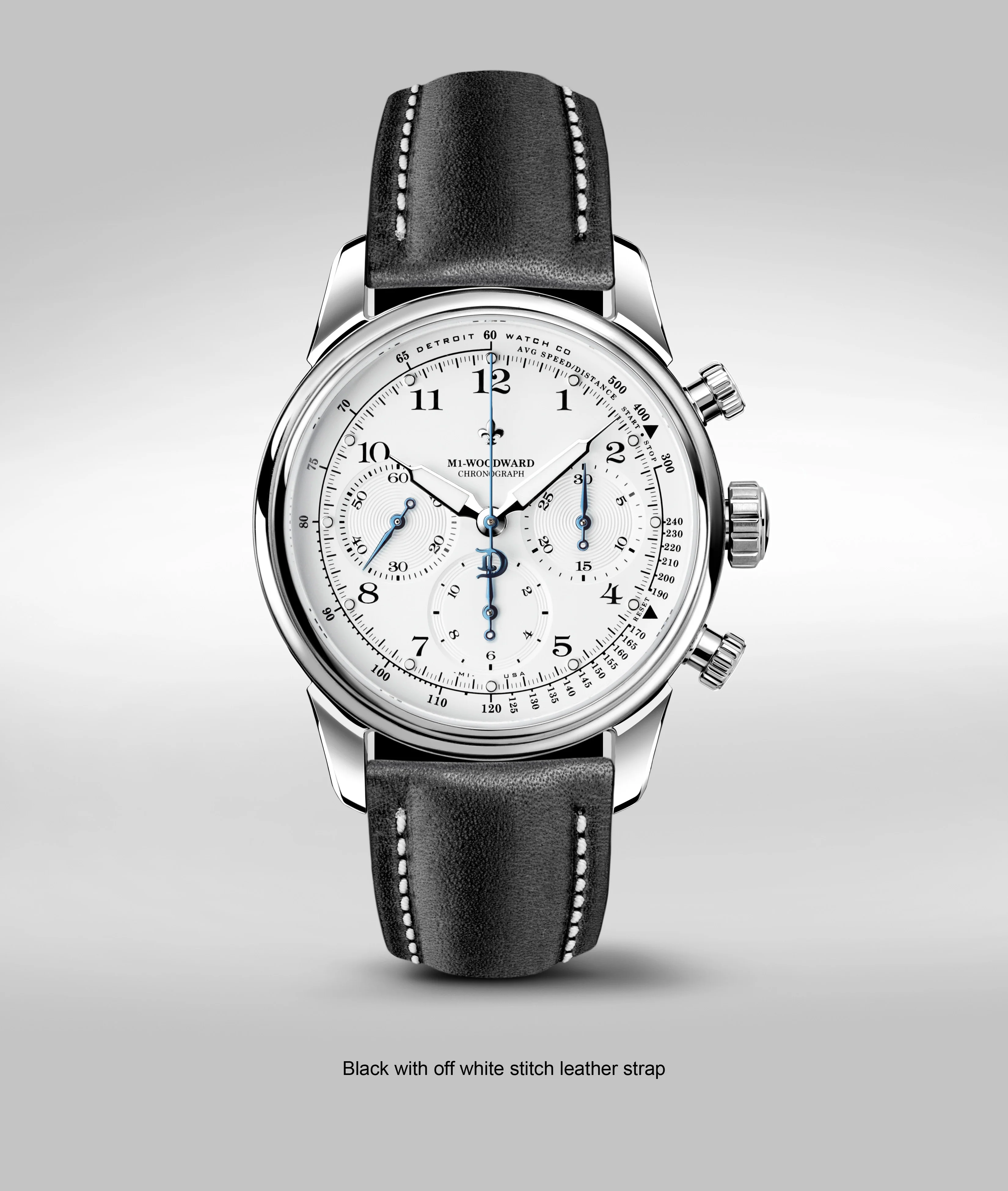 Detroit Watch Company 42mm M1-Woodward® Classic Arabic dial Chronograph Exhibition