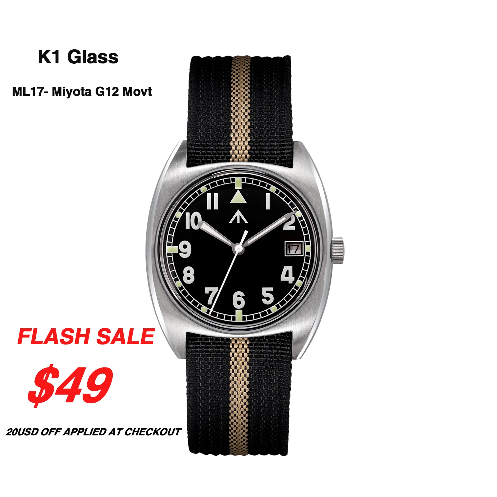 Militado 💥Flash Sale💥Militado Vintage 36mm Military Watch W10 Remake ML17
