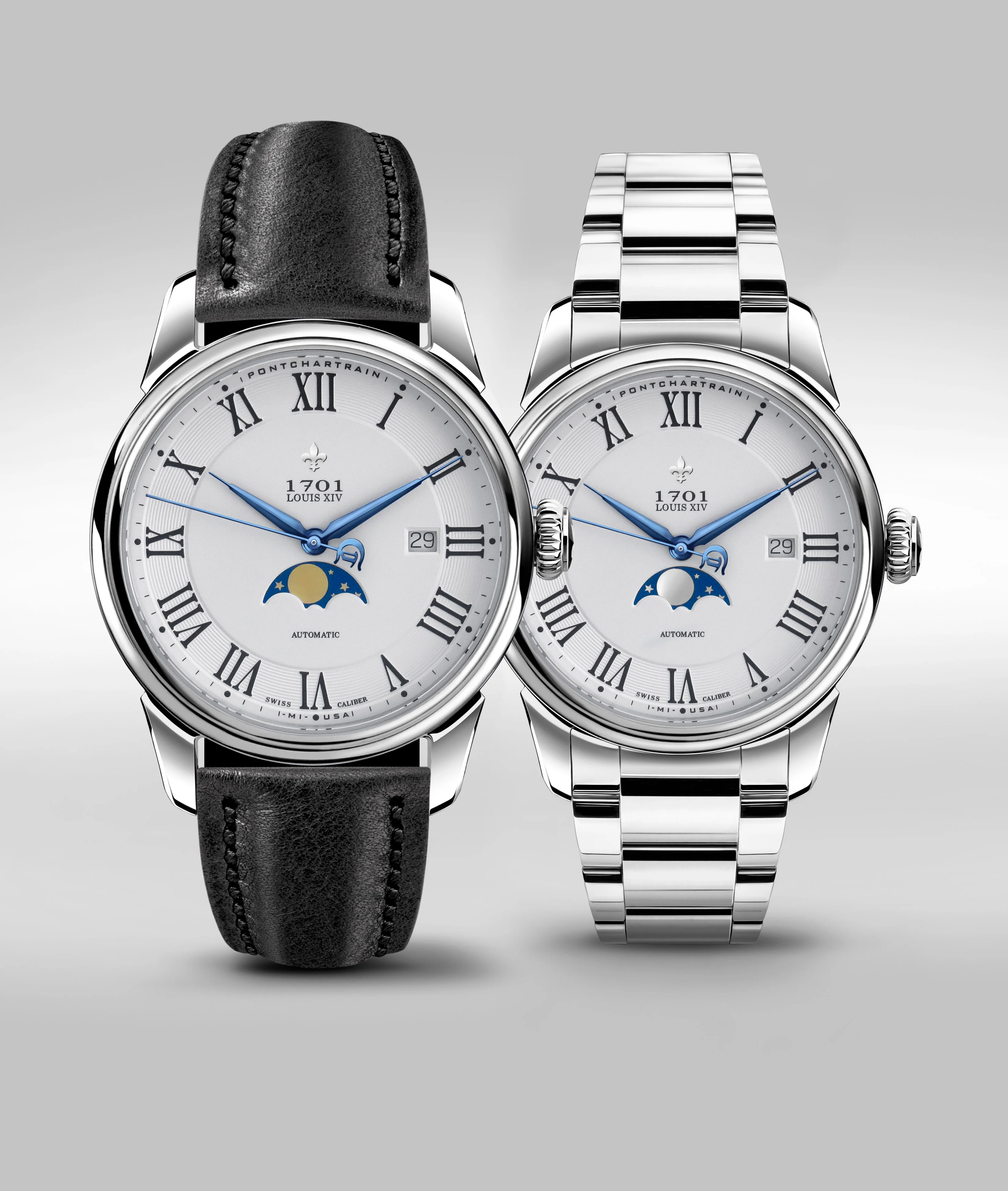 Detroit Watch Company 42mm Pontchartrain Louis XIV Moonphase Exhibition