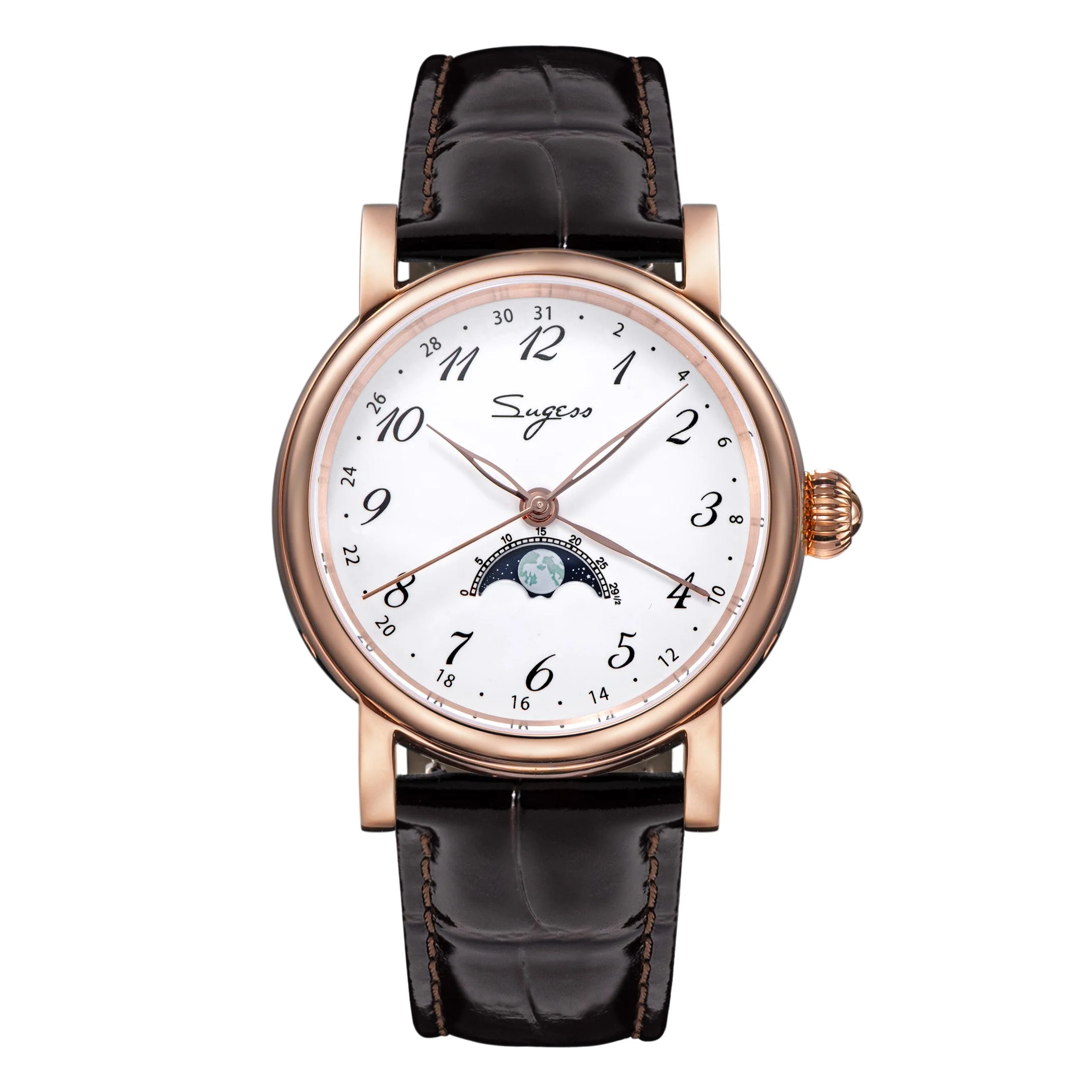 Sugess MoonPhase Master S395-2 Moon Phase Automatic Enamel Dial Rose Gold
