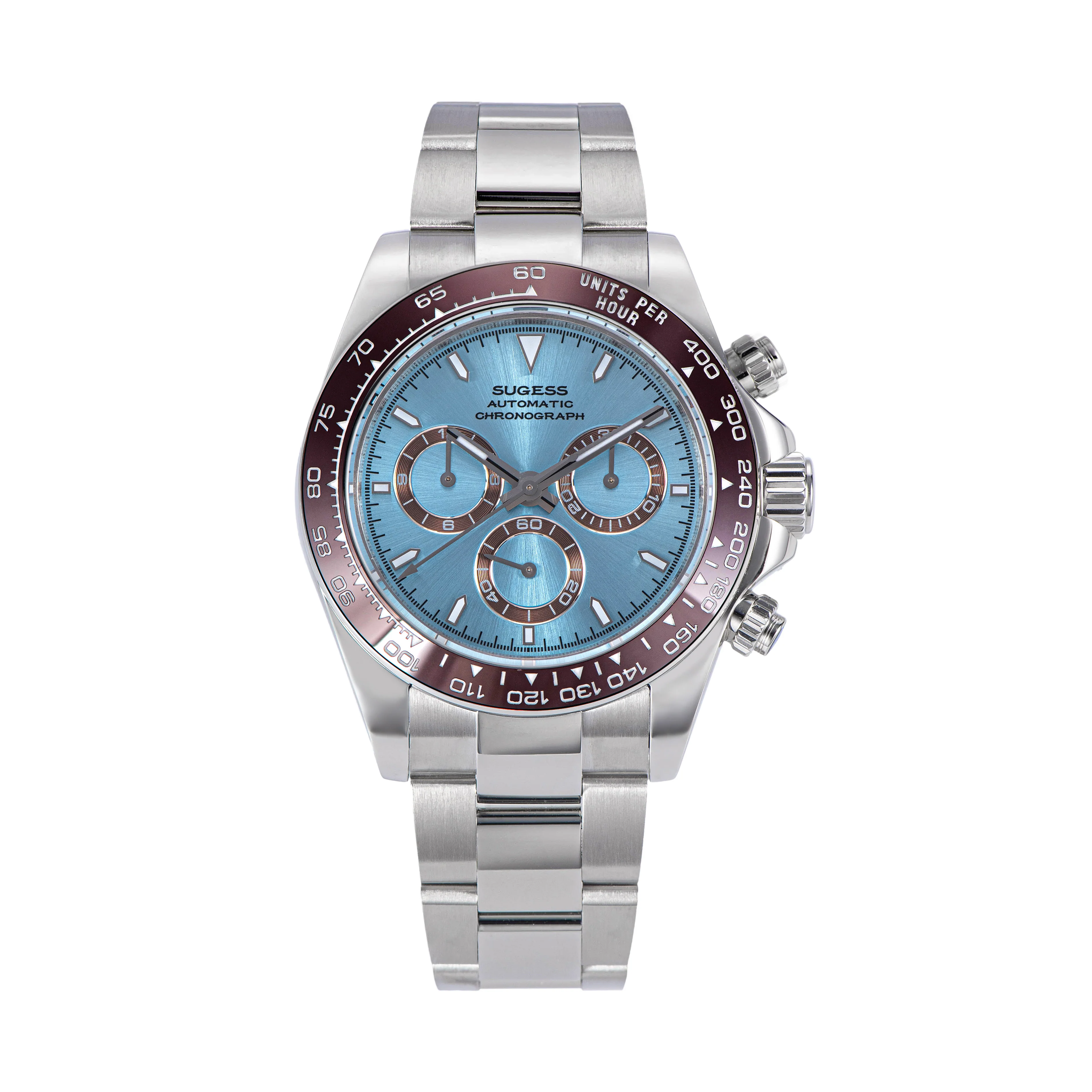 Sugess Automatic Chronograph S418-2.006 Ice Blue Dial Ceramic Bezel Professional