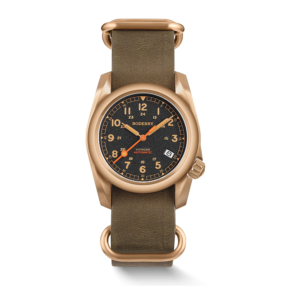 Boderry VOYAGER - 100M Waterproof Bronze Automatic Field Watch | Black