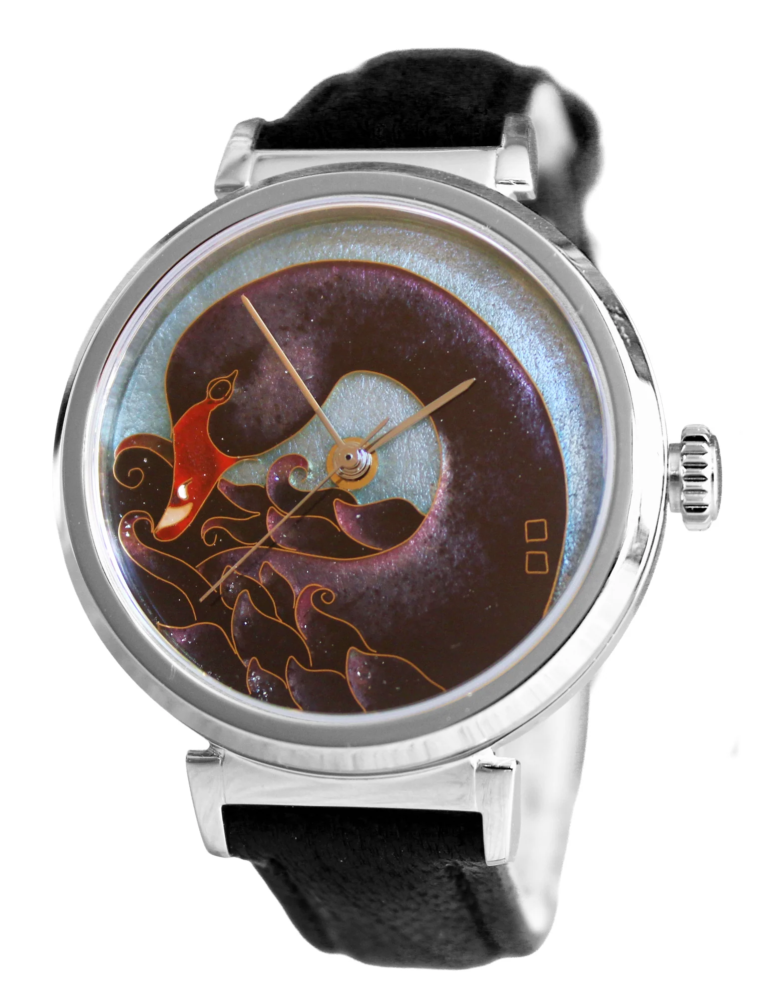Celeste Watch Company Cloisonné Black Swan by Merry-Lee Rae - 38mm Swiss Automatic