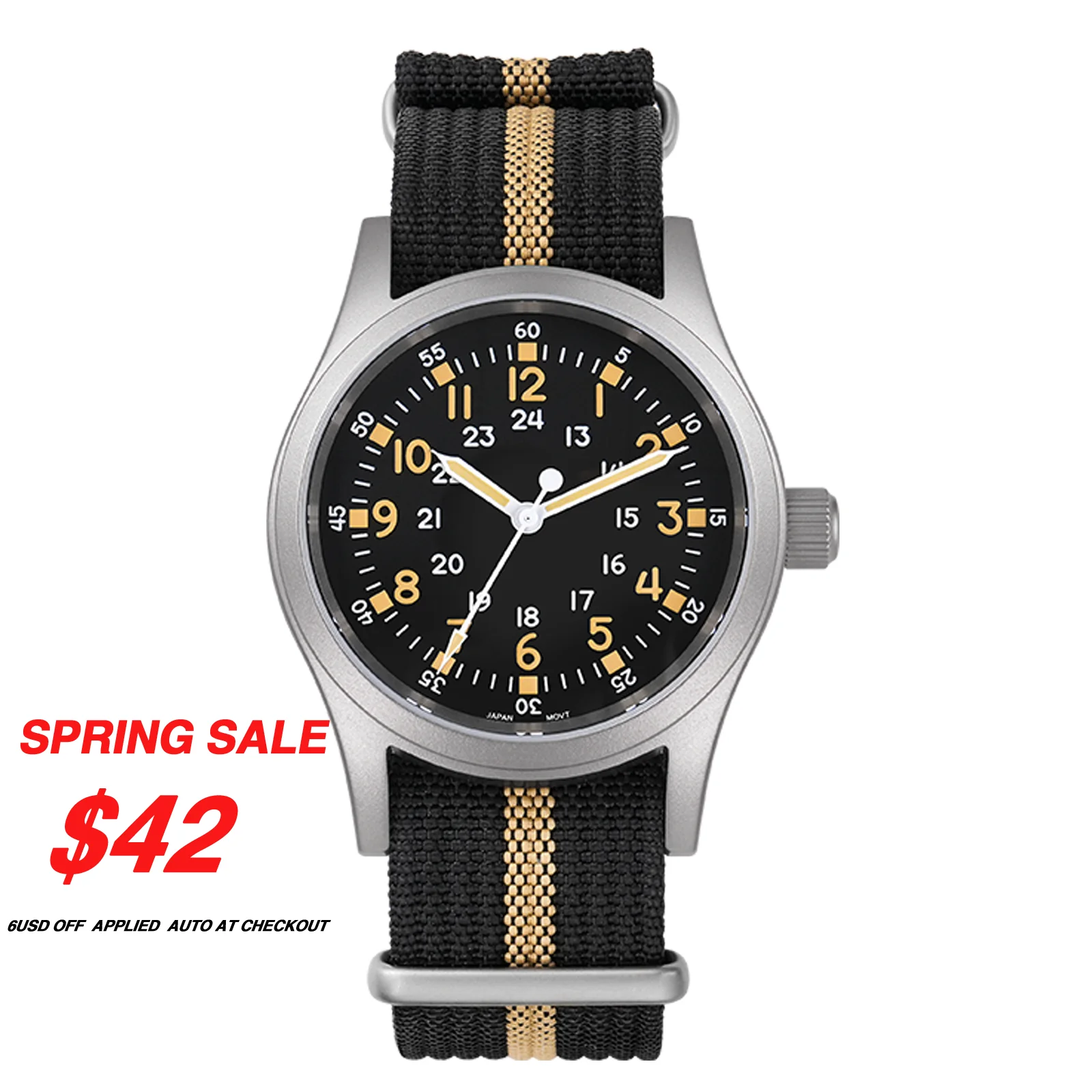 Militado Militado VH31 Vintage Field Watch ML05 24hours Black Dial