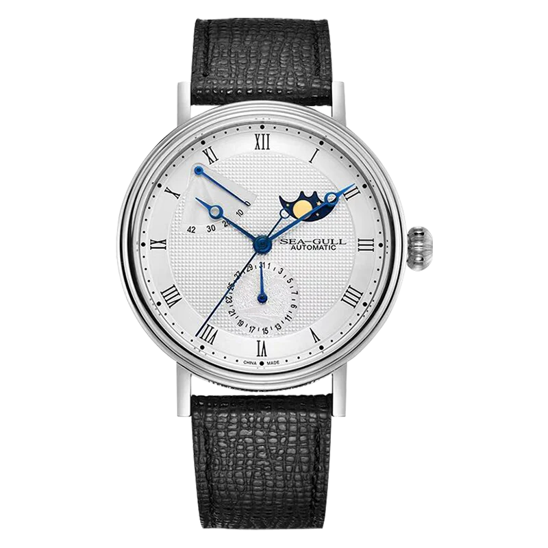 Sea-Gull Moon Phase Calendar Power Reserve Indicator Business Watch 41mm