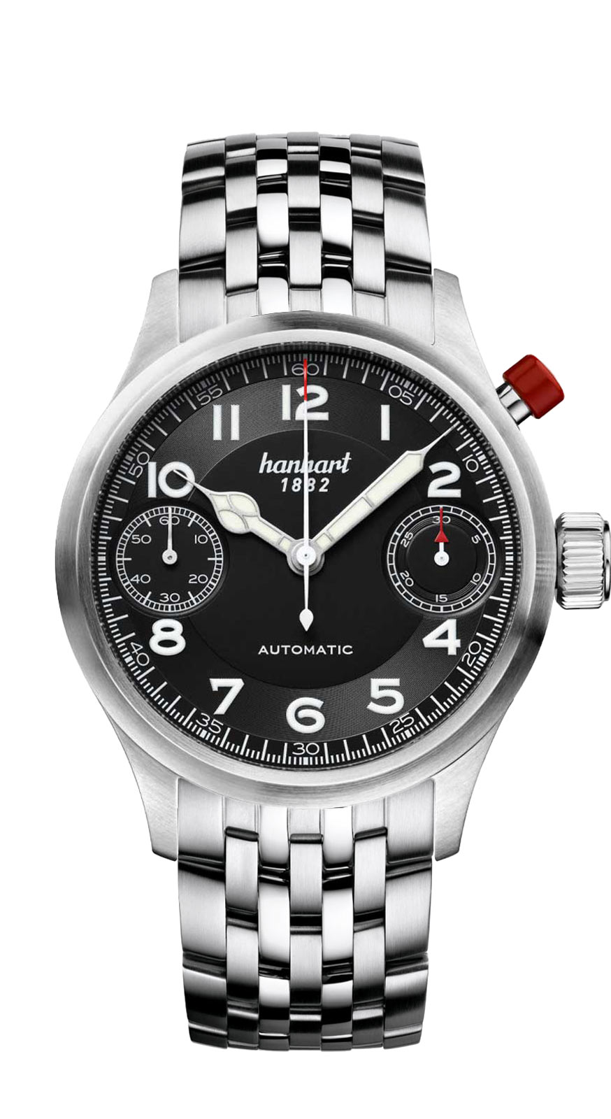 Hanhart PIONEER MonoScope schwarz, glatte Lünette, 45 mm