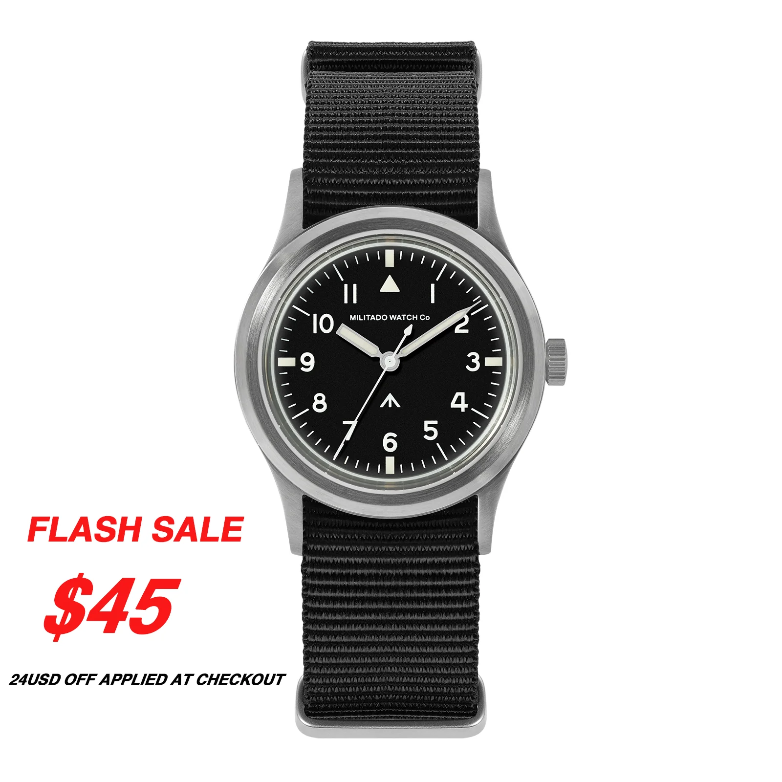 Militado ★Flash SALE★ Militado 36mm Retro Military Watch Super 2035 Movt ML13 18mm Lug Width