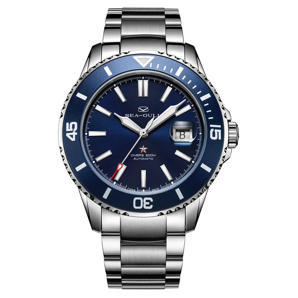 Sea-Gull Ocean Series 200m Waterproof Magnified Date Window Dive Watch 44mm