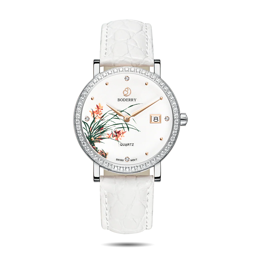 Boderry FLOWER - Swiss Quartz Movement Watch | Silver & Orchid
