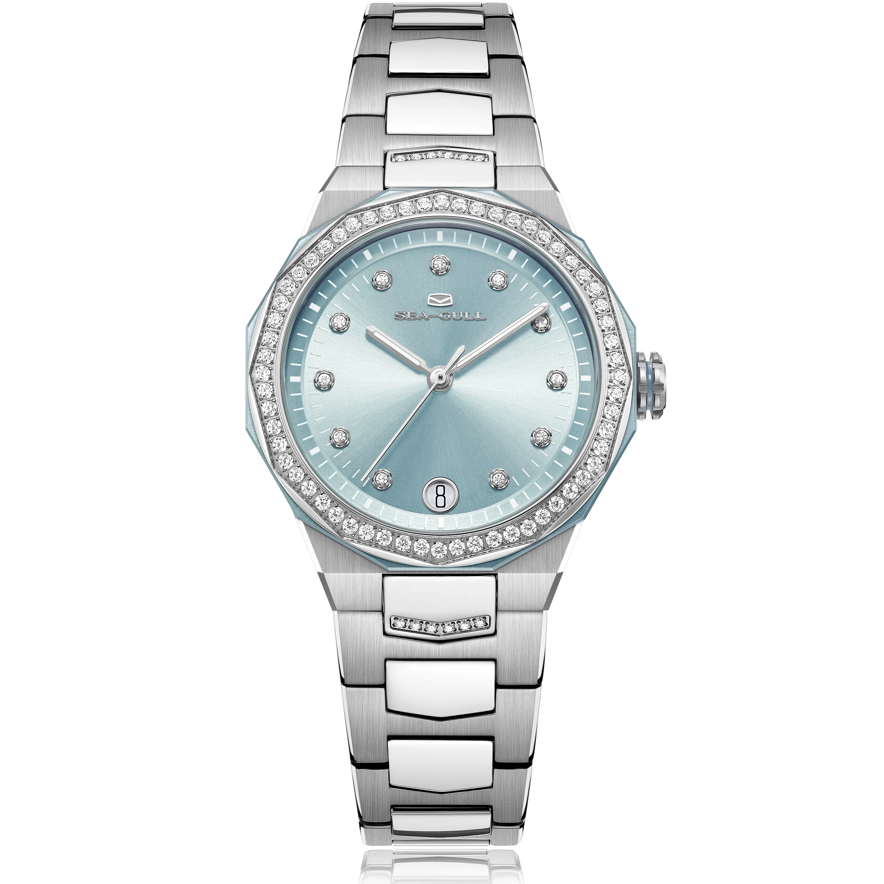 Sea-Gull Extraordinary Series Polygonal Diamond-set Bezel Mother-of-pearl Dial Lady's Watch 34mm