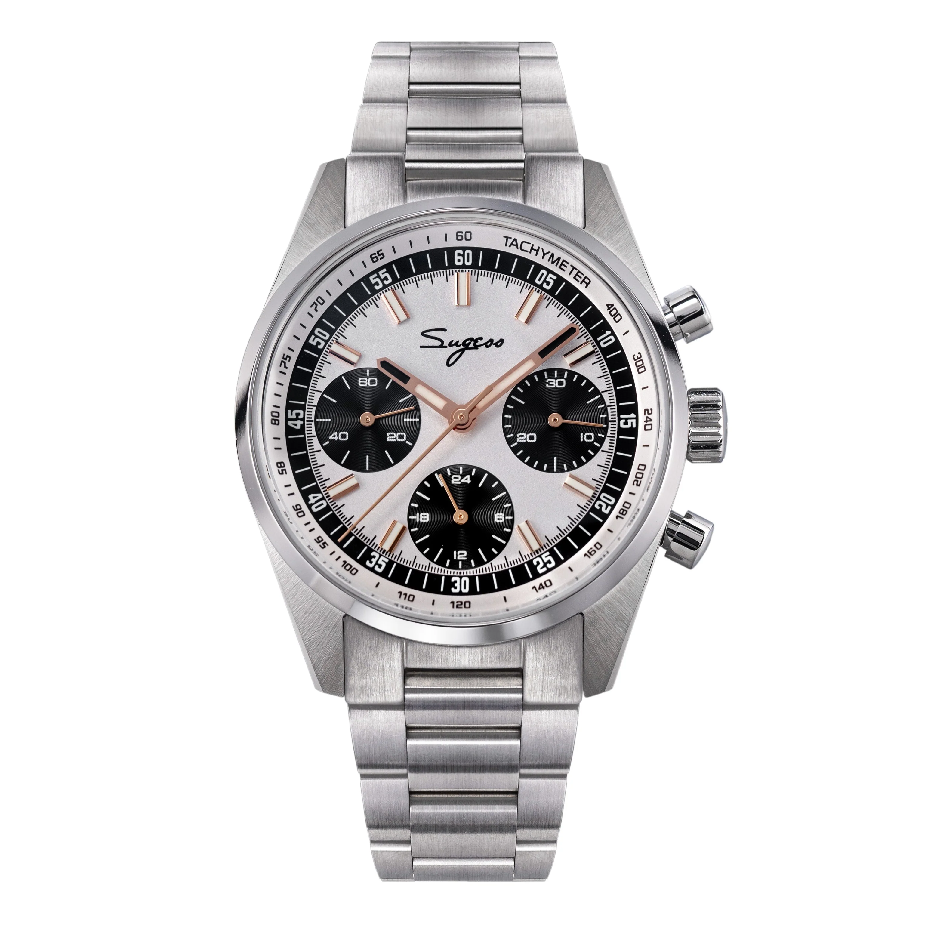 Sugess Sugess S465 Chronograph Stainless Steel Black Dial Rose Gold Hand