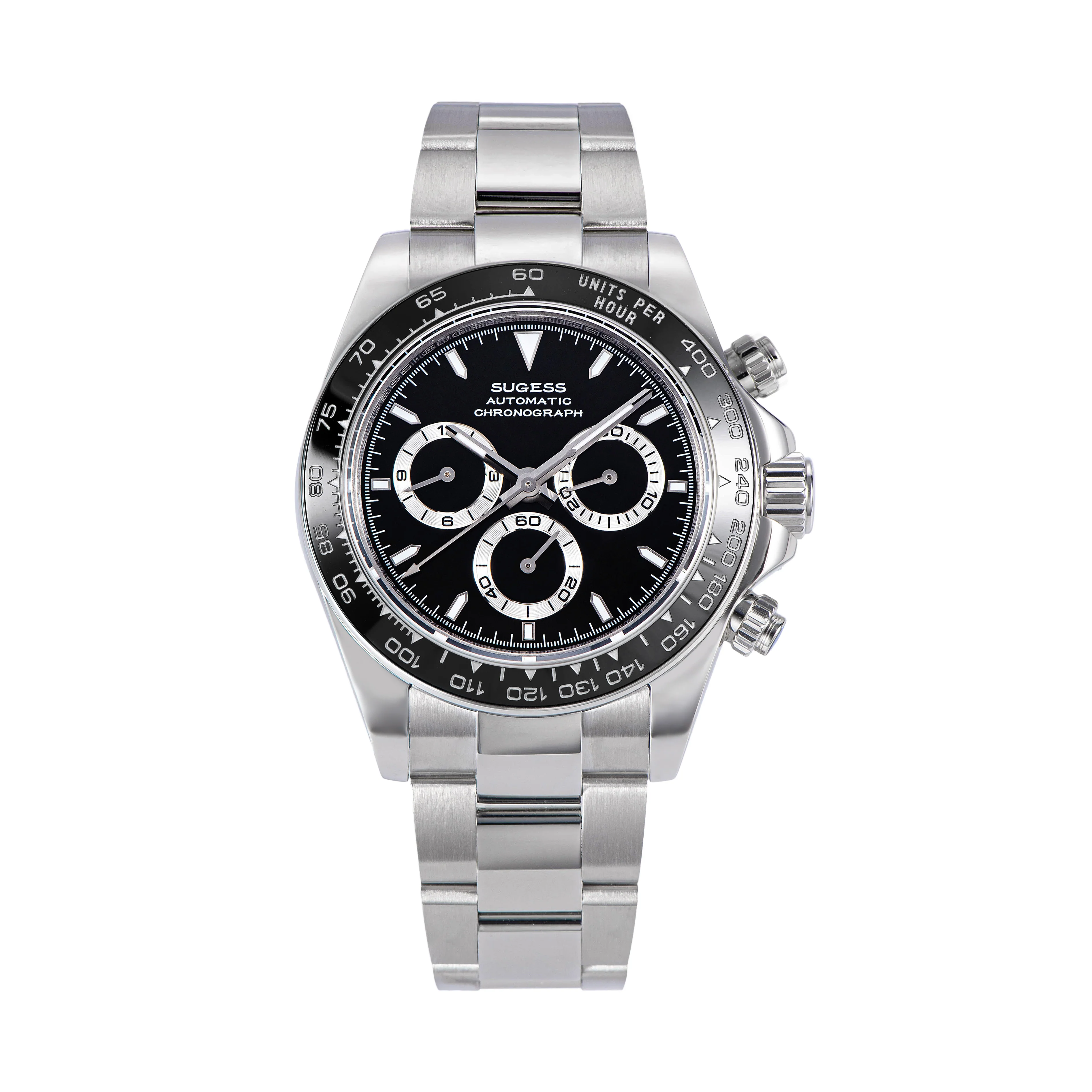 Sugess Automatic Chronograph S418-2.005 Black Dial Ceramic Bezel Professional