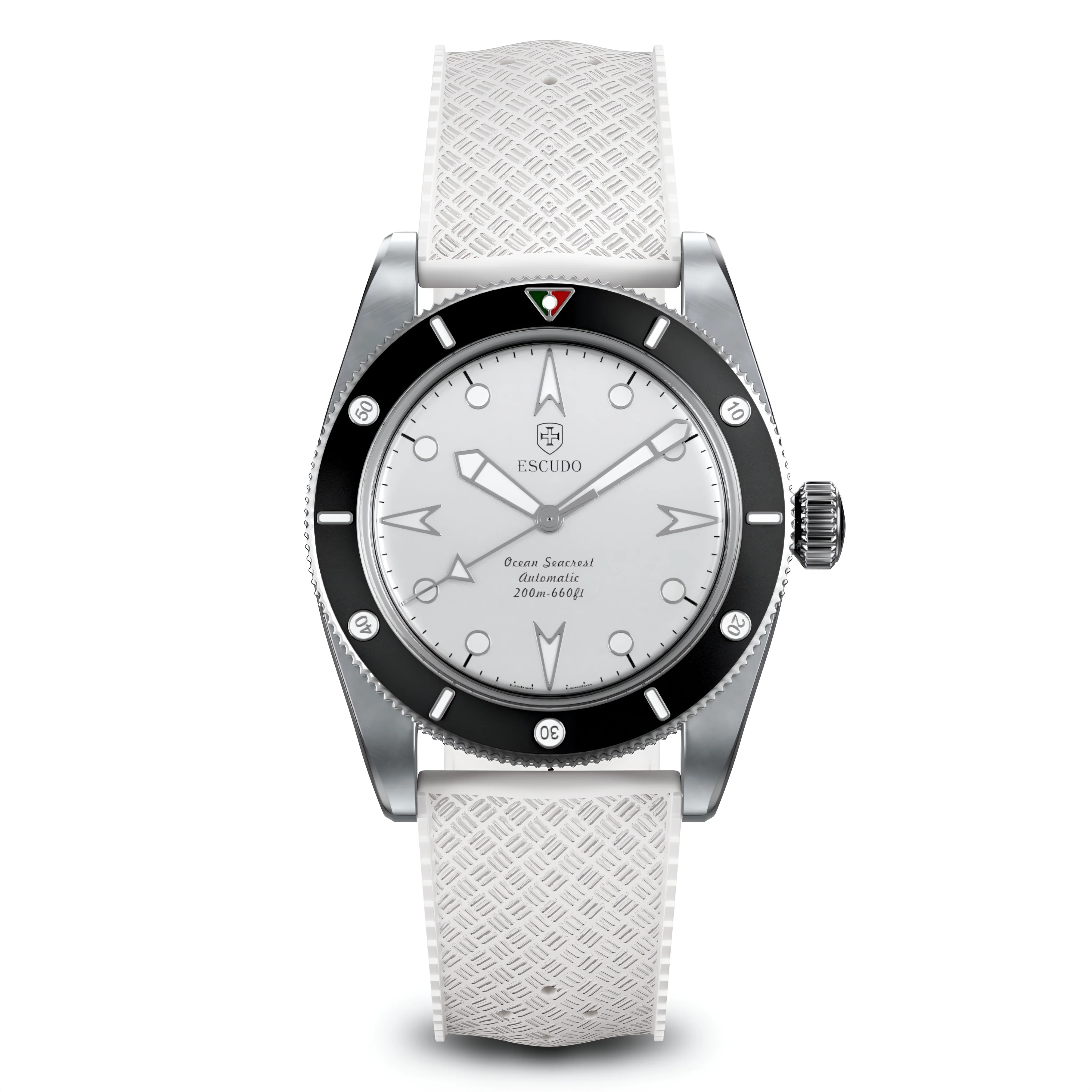 Escudo Watches Black Ice - White FKM Rubber - 39mm