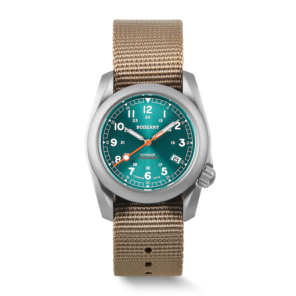 Boderry VOYAGER - 100M Waterproof Titanium Automatic Field Watch | Peacock Green