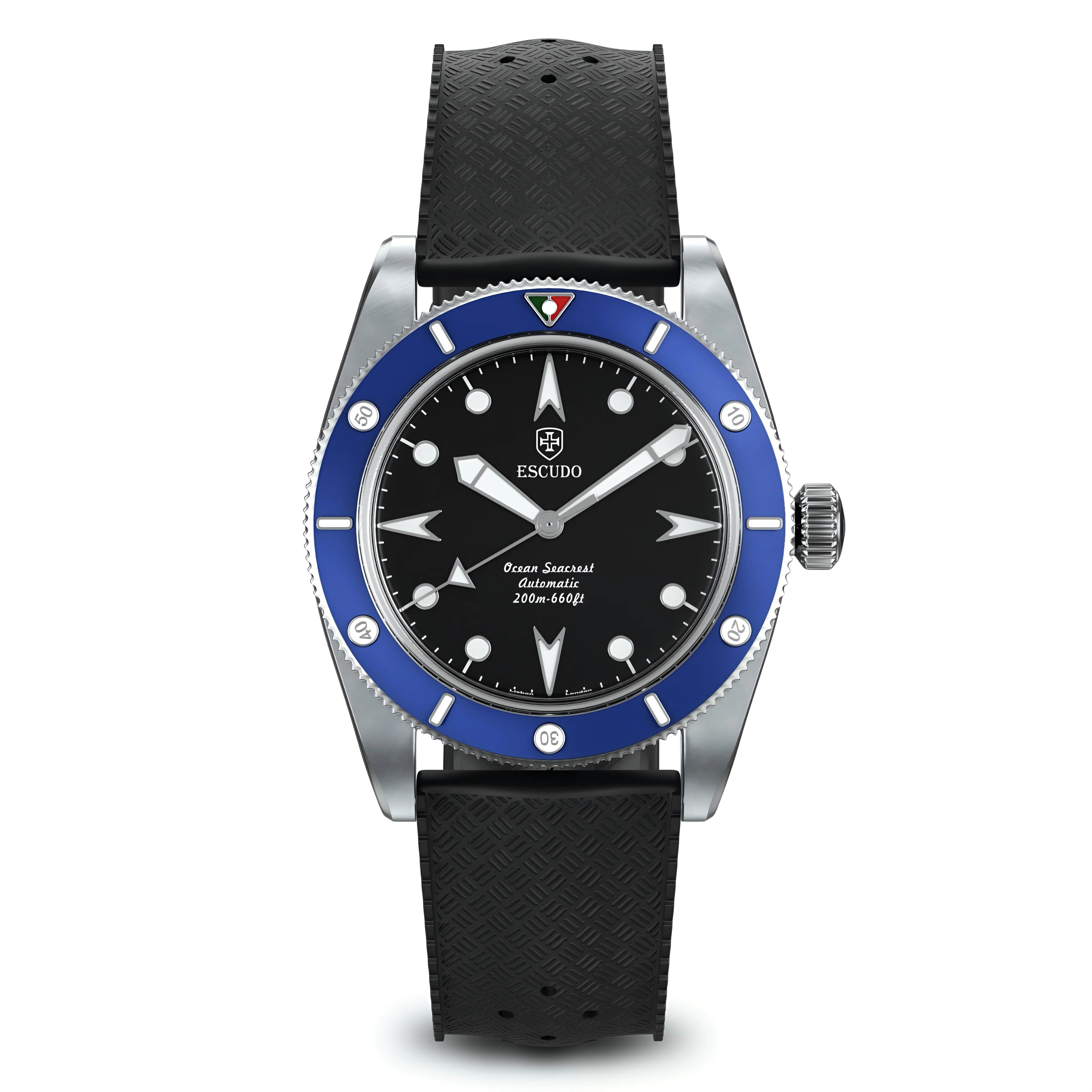 Escudo Watches Deep Azul - Black FKM Rubber - 39mm