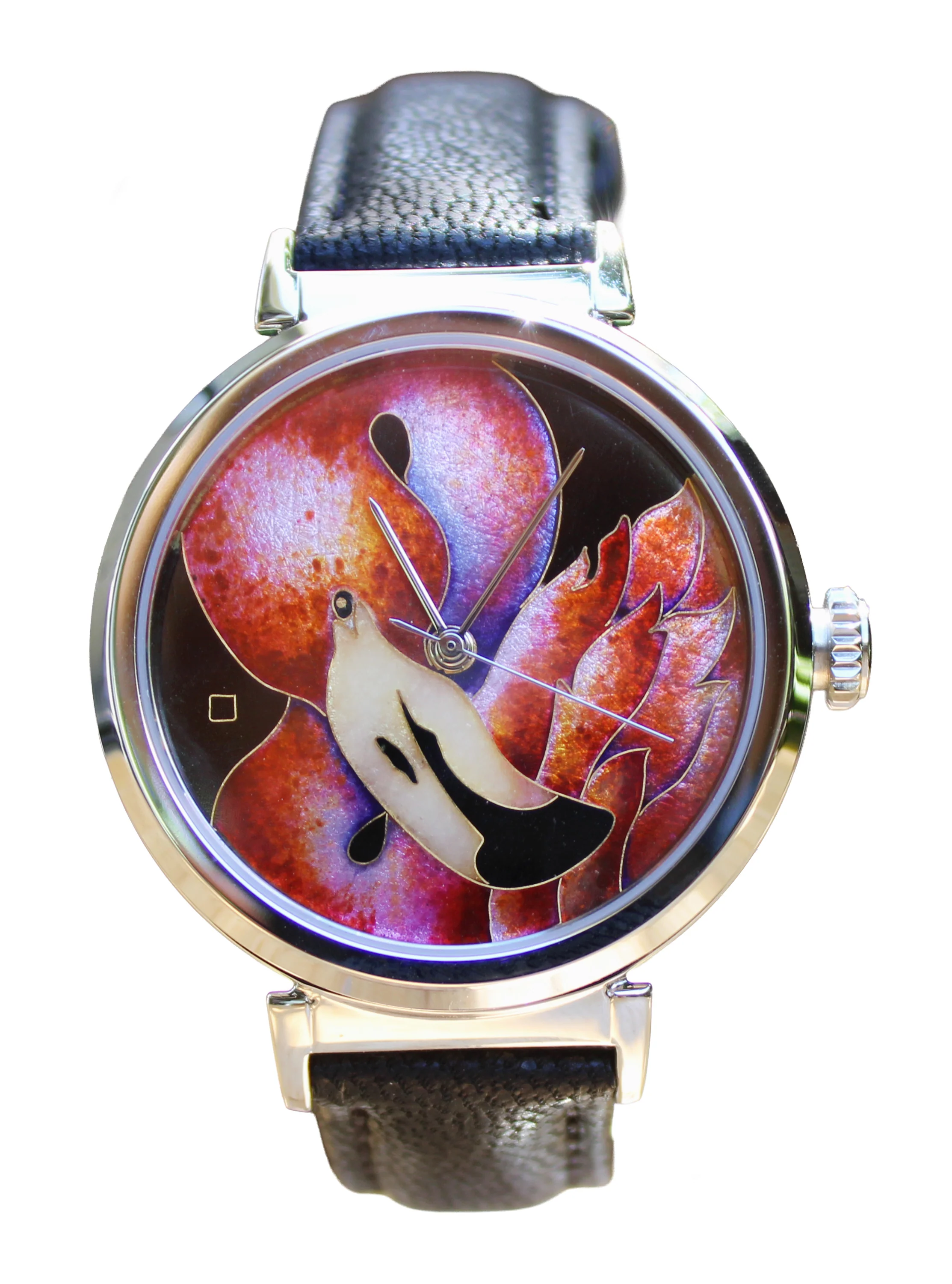 Celeste Watch Company Cloisonné Flaming Flamingo by Merry-Lee Rae - 38mm Swiss Automatic