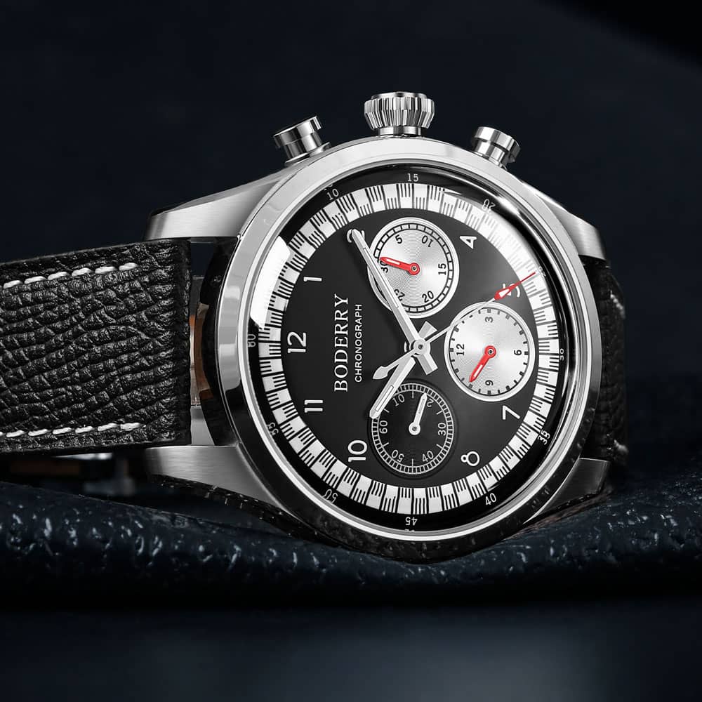 Boderry ASYMMETRY - Mechanical Chronograph with Domed Sapphire Crystal | Black