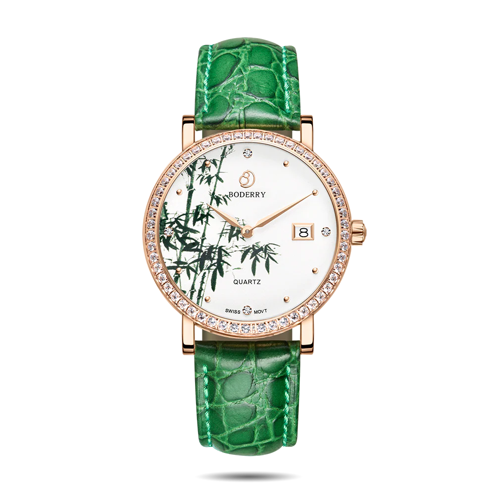 Boderry FLOWER - Swiss Quartz Movement Watch| Rose Gold & Bamboo