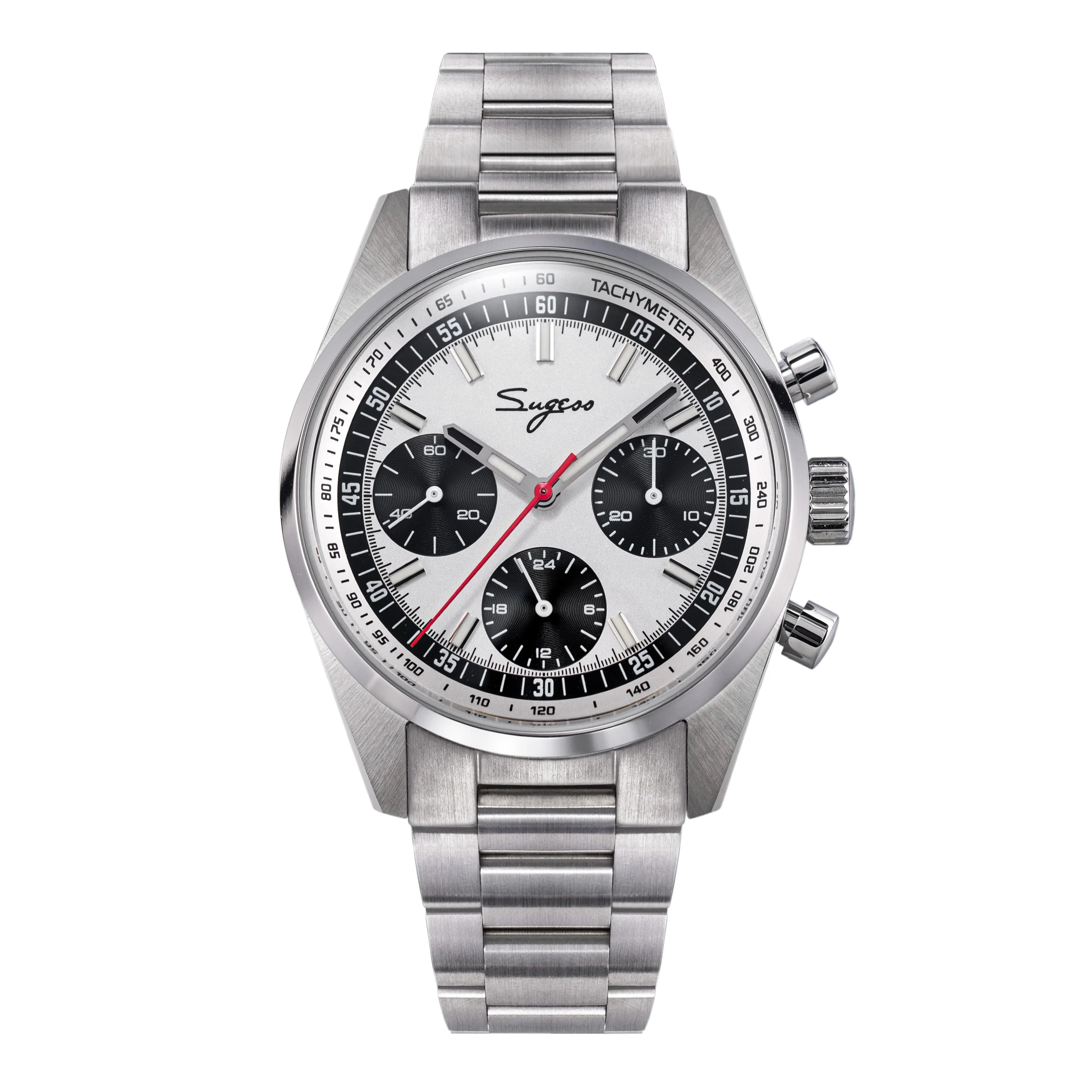 Sugess Sugess S465 Chronograph Stainless Steel Panda Dial Silver Hand