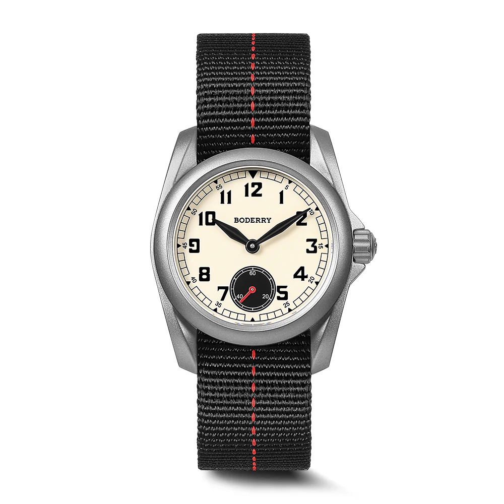 Boderry VOYAGER S72 – 72-Hour Power Reserve Titanium Automatic Field Watch, 100M Water Resistant | Cream