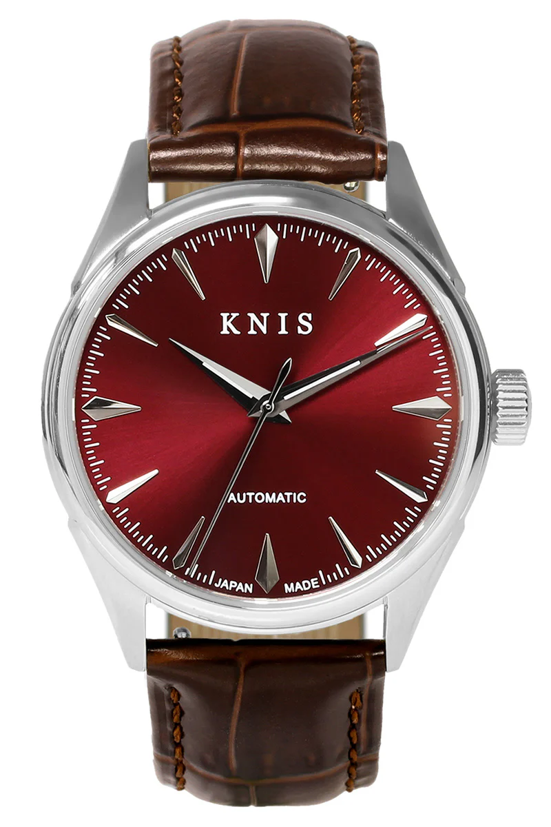 KNIS KNIS Automatic Sunray Dial Wine Red Brown Leather KN001-RDBRLE