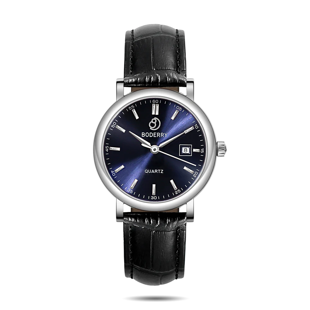 Boderry CLASSIC 36MM - Swiss Quartz Movement Watch | Silver & Blue