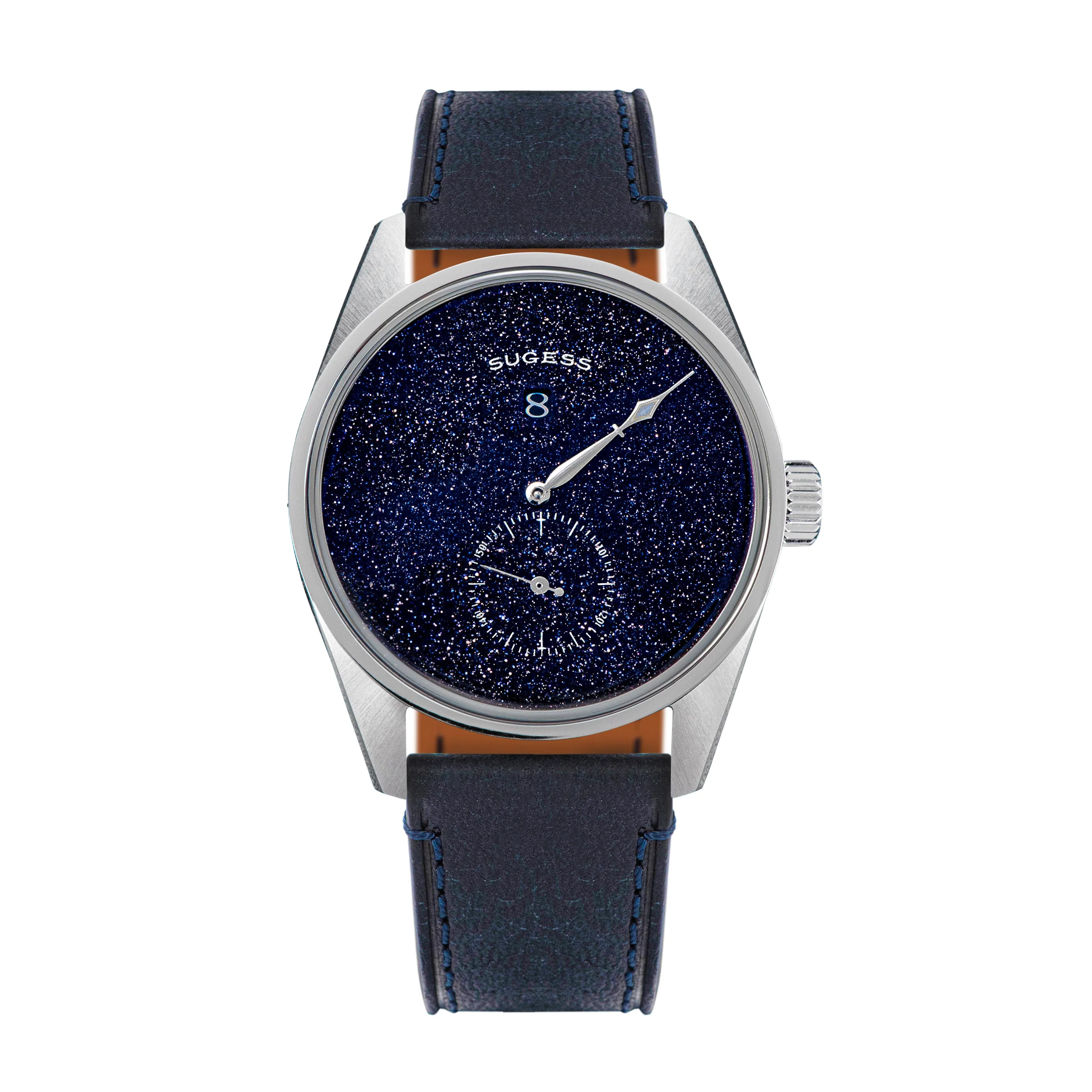 Sugess Automatic S451-2 Blue Sandstone Dial Jumping Hour One Pointer Stainless Steel