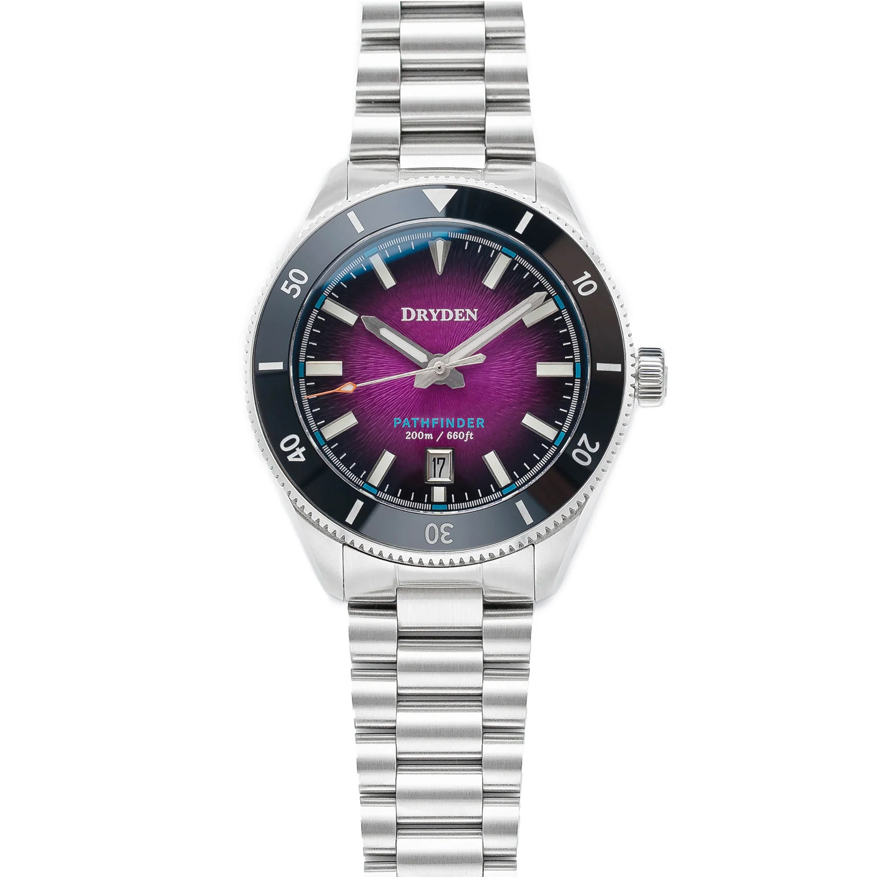 Dryden Watch Company Dryden Pathfinder 41mm Automatic Dive Watch - Magenta Fume