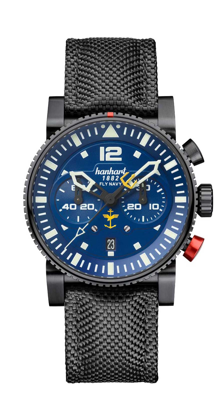 Hanhart PRIMUS FLY NAVY PVD MFG3, 44 mm
