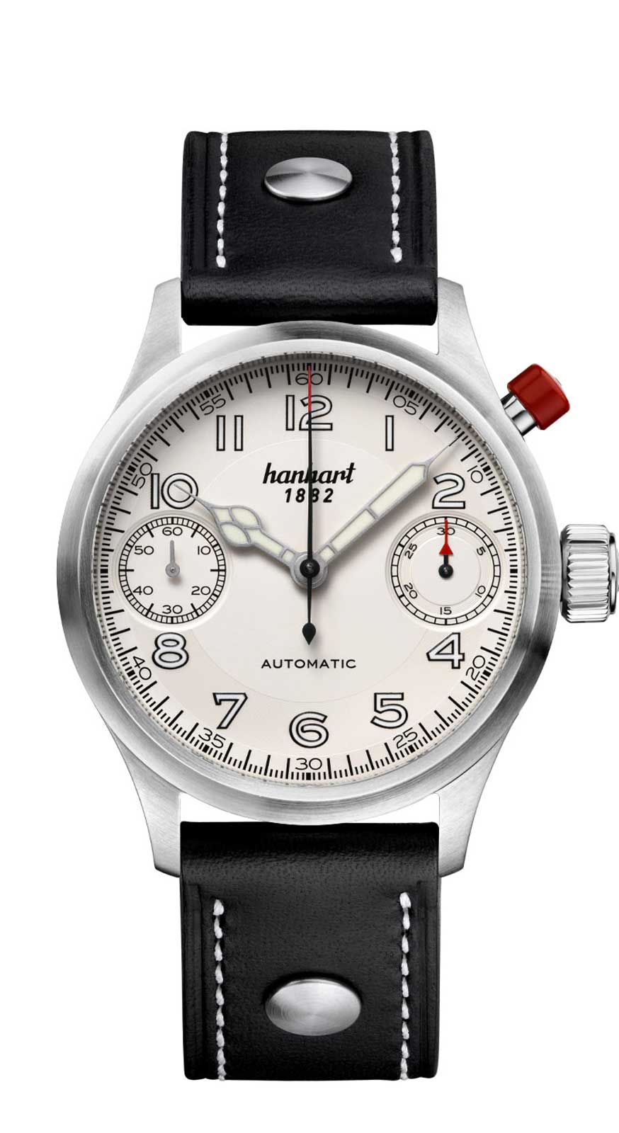 Hanhart PIONEER MonoScope silber, glatte Lünette, 45 mm