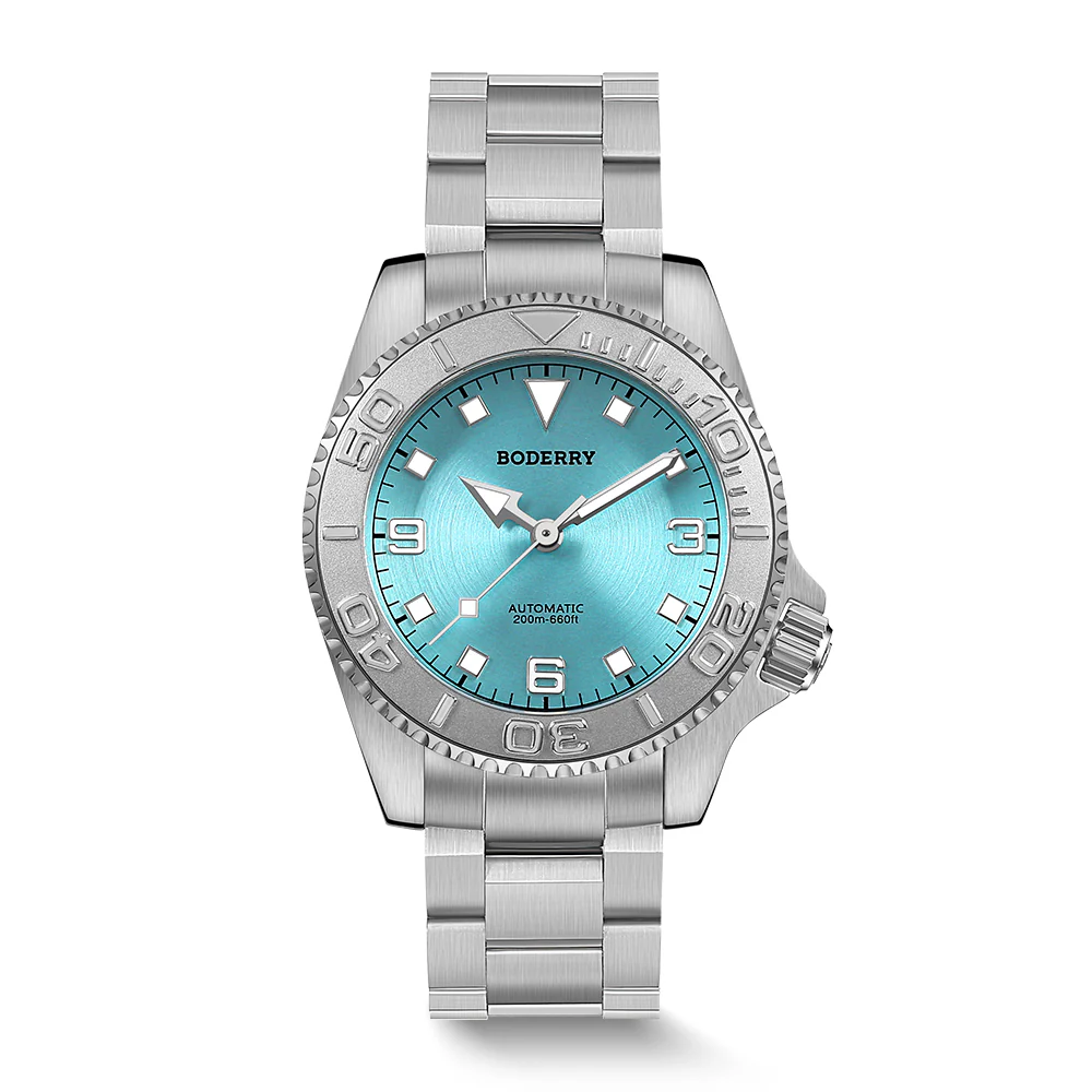 Boderry ADMIRAL 3-Hand No-Date - 200M Waterproof Titanium Automatic Diver Watch | Glacier Blue
