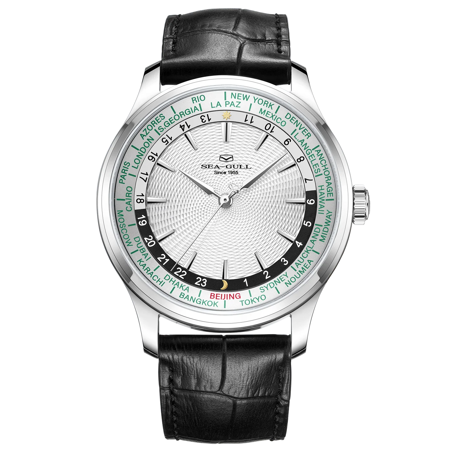 Sea-Gull Extraordinary Series World Time Day Night Display GMT Watch 41mm