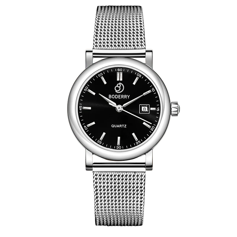 Boderry CLASSIC 32MM - Swiss Quartz Movement Watch | Silver & Black